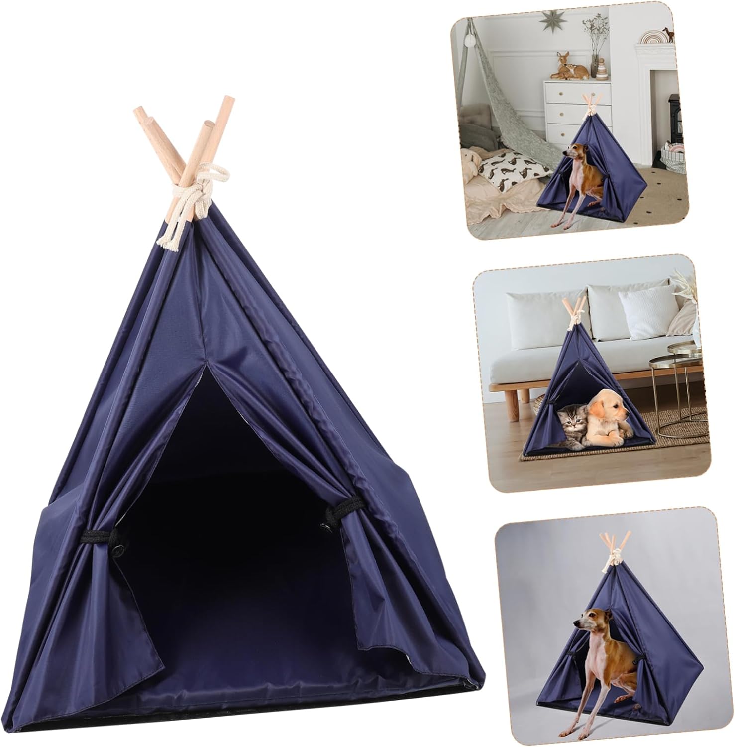 Oxford Cloth Pet Teepee with Removable Washable Cushion Scratch Resistant Dog Tent Indoor Shelter for Small to Medium Dogs and Cats Stable Structure with Light Blocking Design