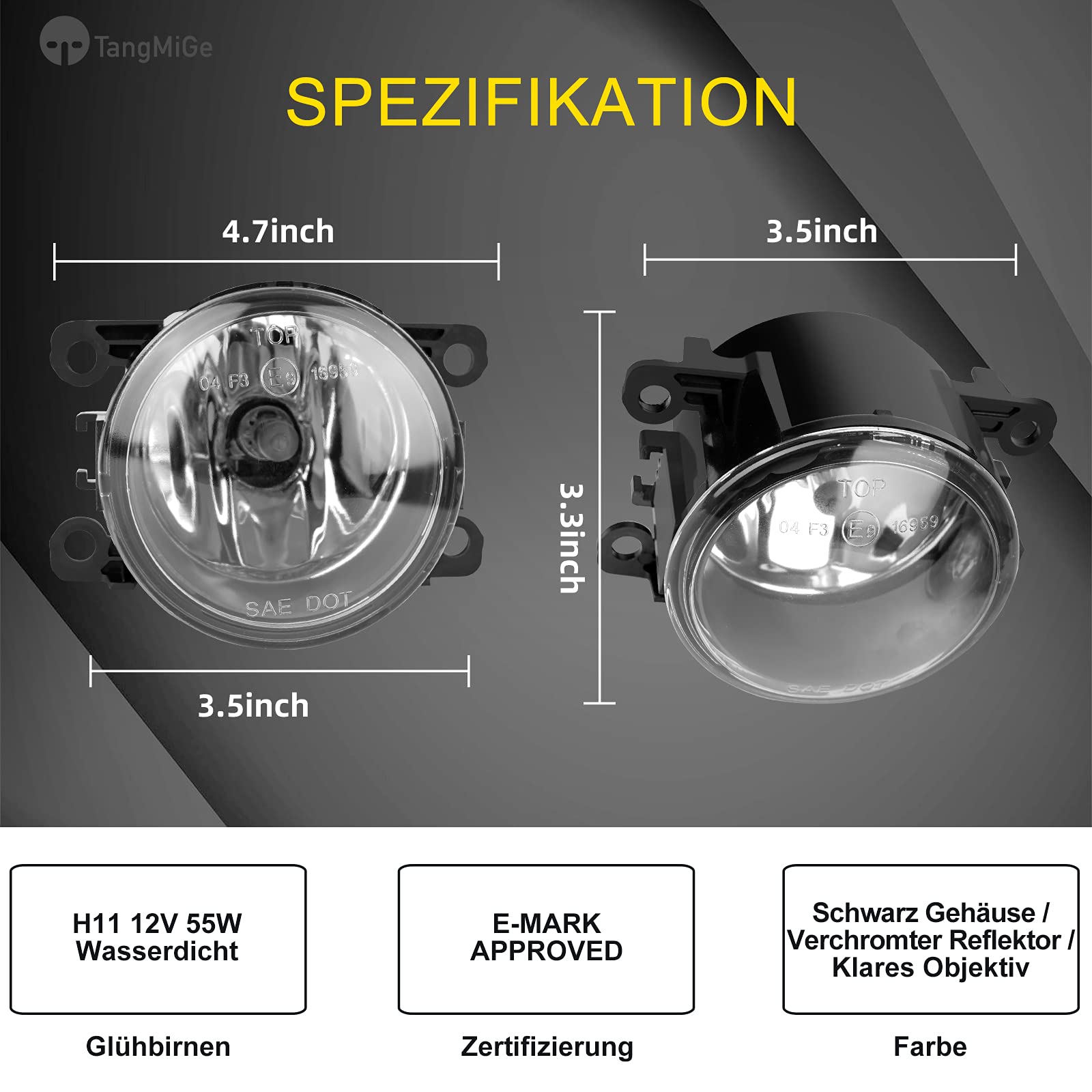 TangMiGe - Feux anti-brouillard compatibles avec CITROEN DACIA Duster FIAT Sedici FORD JAGUAR Note OPEL Agila PEUGEOT RENAULT SUZUKI, 1 Pièce Phares antibrouillard