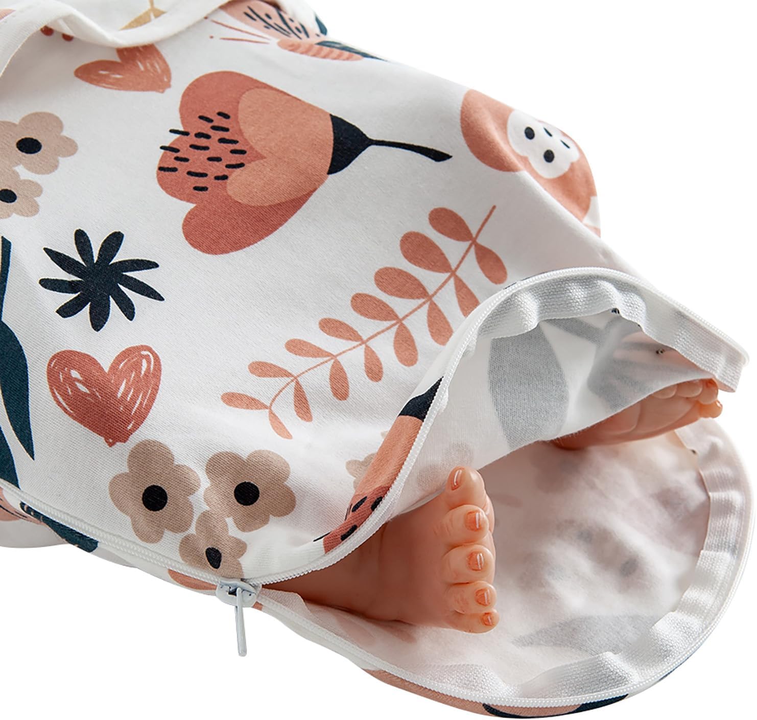 HOUSBAY 100% Cotton Baby Swaddle Sleep Sacks for Newborn Swaddling Blankets Adjustable 2-Way Zipper 1 Pack (Red Flower, Small/Medium | 0-3 Months) - Image 6