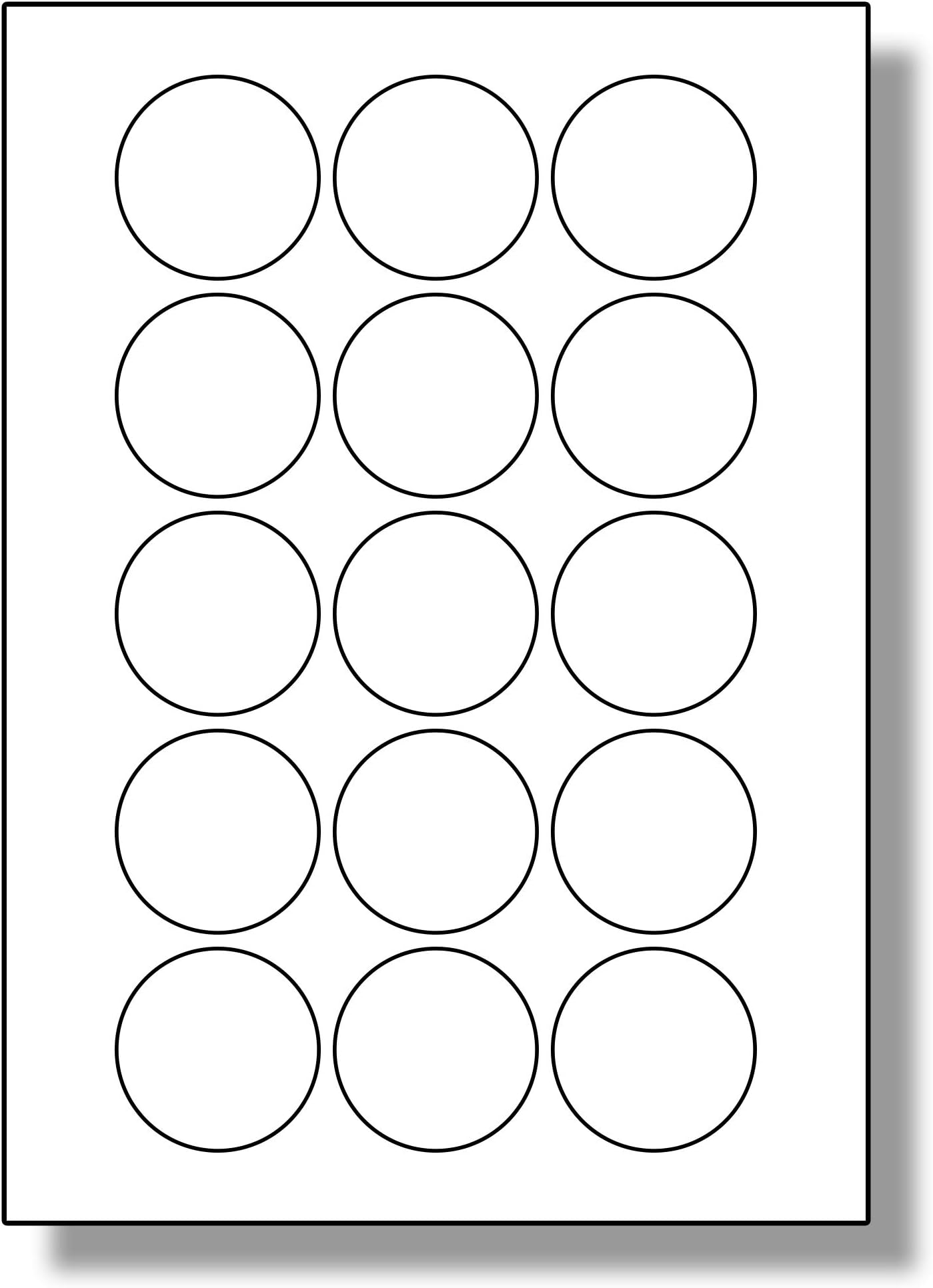 Label Planet® 15 Per Page/Sheet, 5 Sheets (75 Round Gloss Sticky Labels), Medium Sized White Glossy A4 Product Pricing/Jam Jar Stickers, Works with Laser Printers Only, LP15/51R GW, 51MM ⌀ Circles