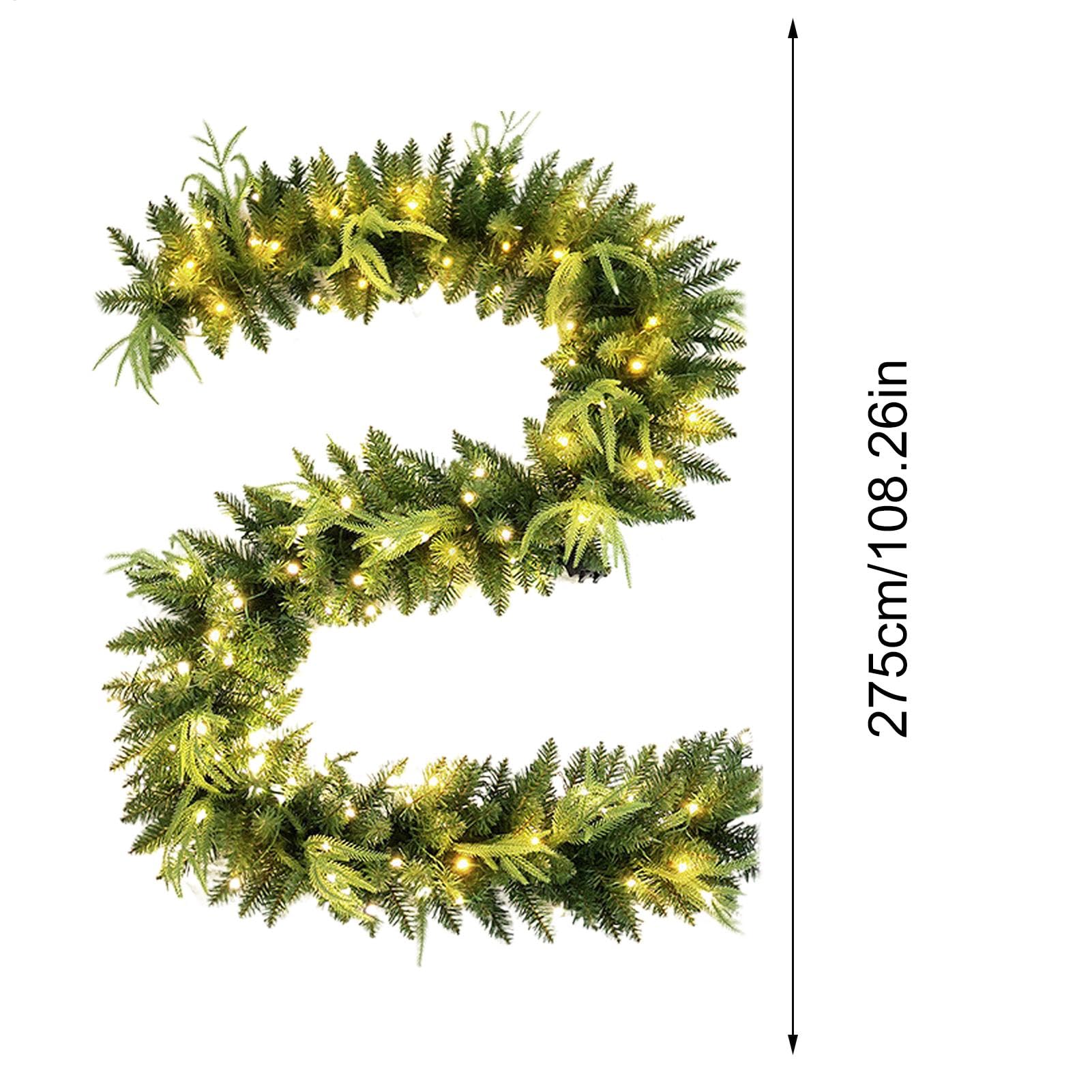Ghirlanda natalizia con – 9,02 piedi Prelit per decorazione esterni/interni | Ghirlanda di festa illuminata per mantello, , scale, decorazione di Natale | 2,75 m Pre Illuminata Ghirlanda Natalizia Artificiale Verde Con Per Tavolo, , Mensola, Scale E Corri