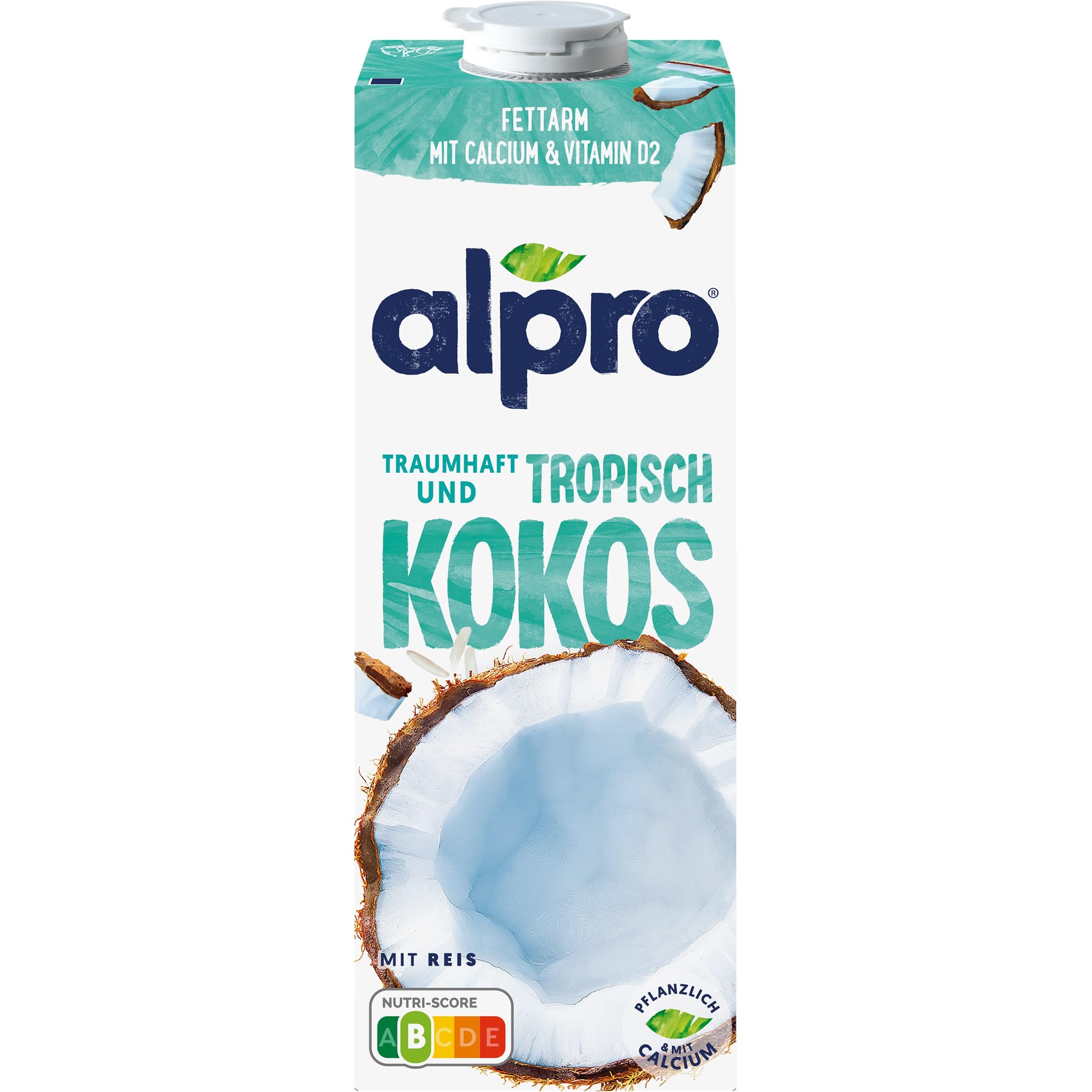Alpro 1L Kokosnussdrink mit Reis, pflanzlicher Drink, vegan, laktosefrei, glutenfrei, mit Calcium und Vitaminen