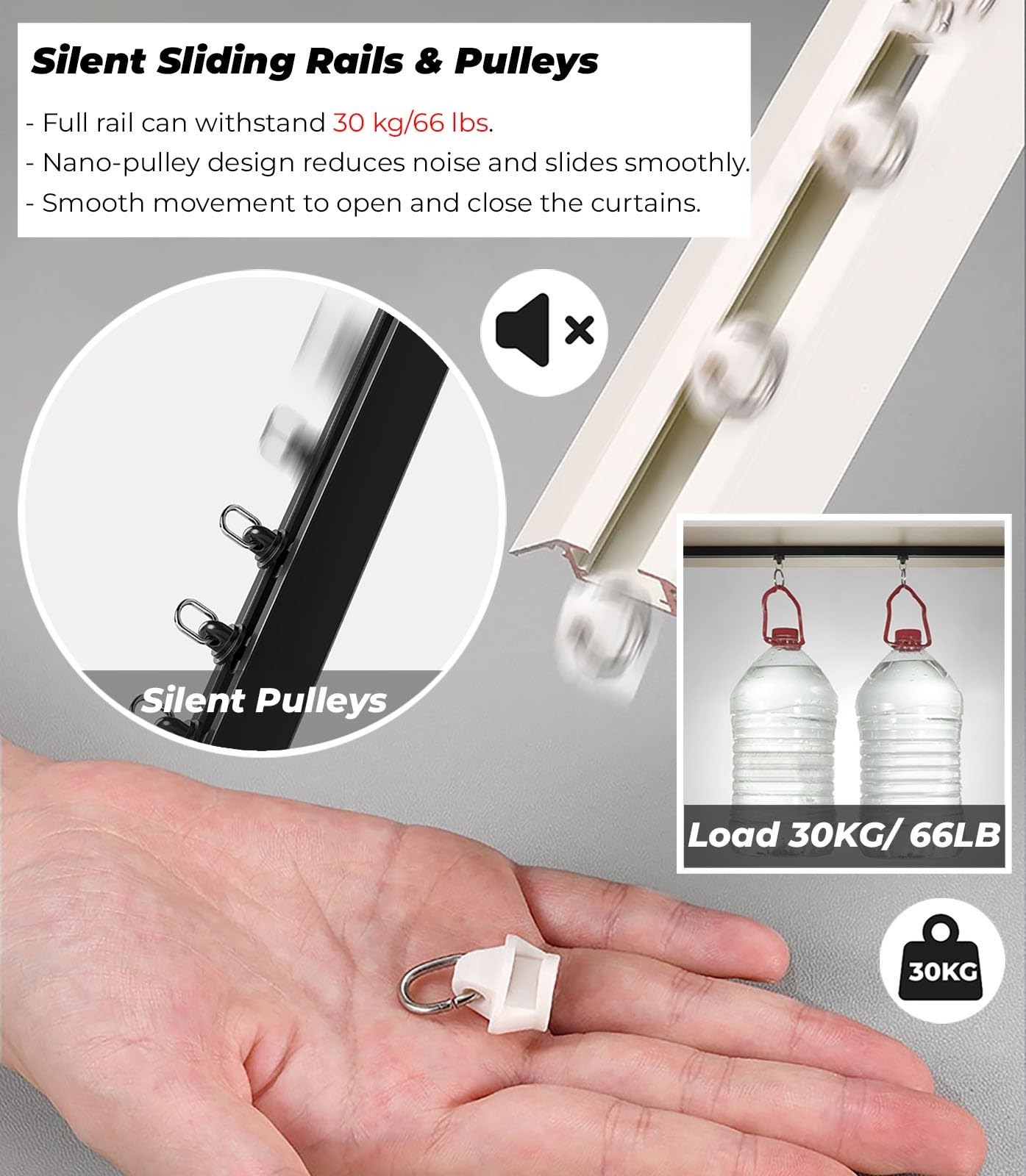 Tringle à rideaux auto-adhésive extra fine pour chambre à coucher et salon – Système de tringle à rideaux coulissants sans perçage avec glissières (blanc)
