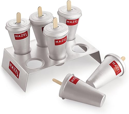 HAZEL Moldes reutilizables de aluminio para paletas, moldes para paletas de hielo, molde de kulfi Kulfi Maker para niños y adultos Molde de