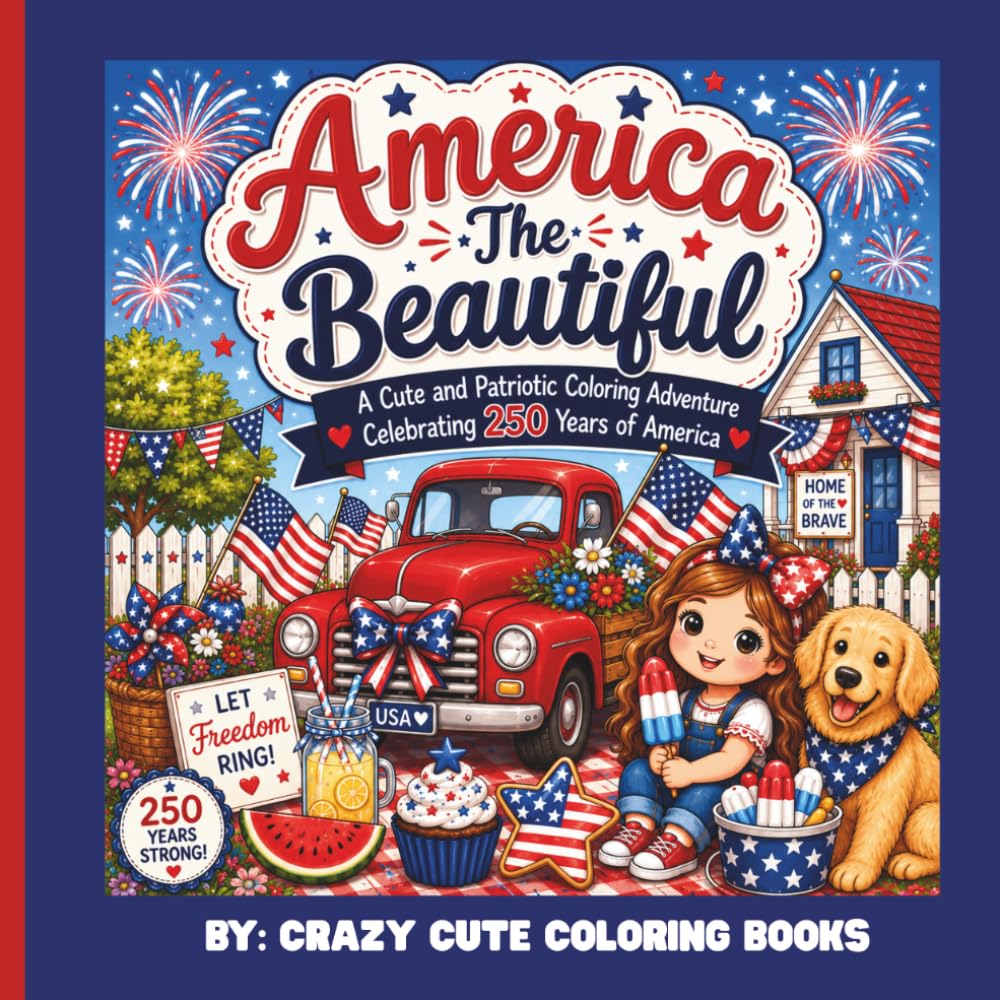 America The Beautiful: A Cute & Patriotic Coloring Adventure Celebrating 250 Years of America