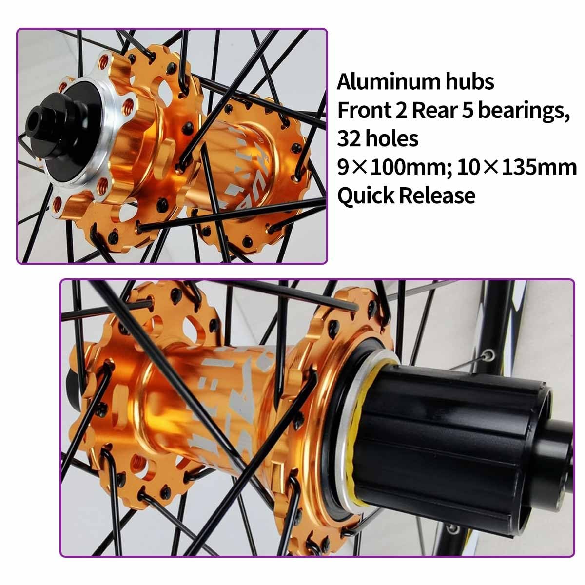Rueda Trasera Y Delantera De MTB 26" 27,5" 29" Juego De Ruedas De Freno De Disco De Aluminio 9 * 100/10 * 135mm QR, Llanta De Doble Capa, Casete De 7-12 Velocidades