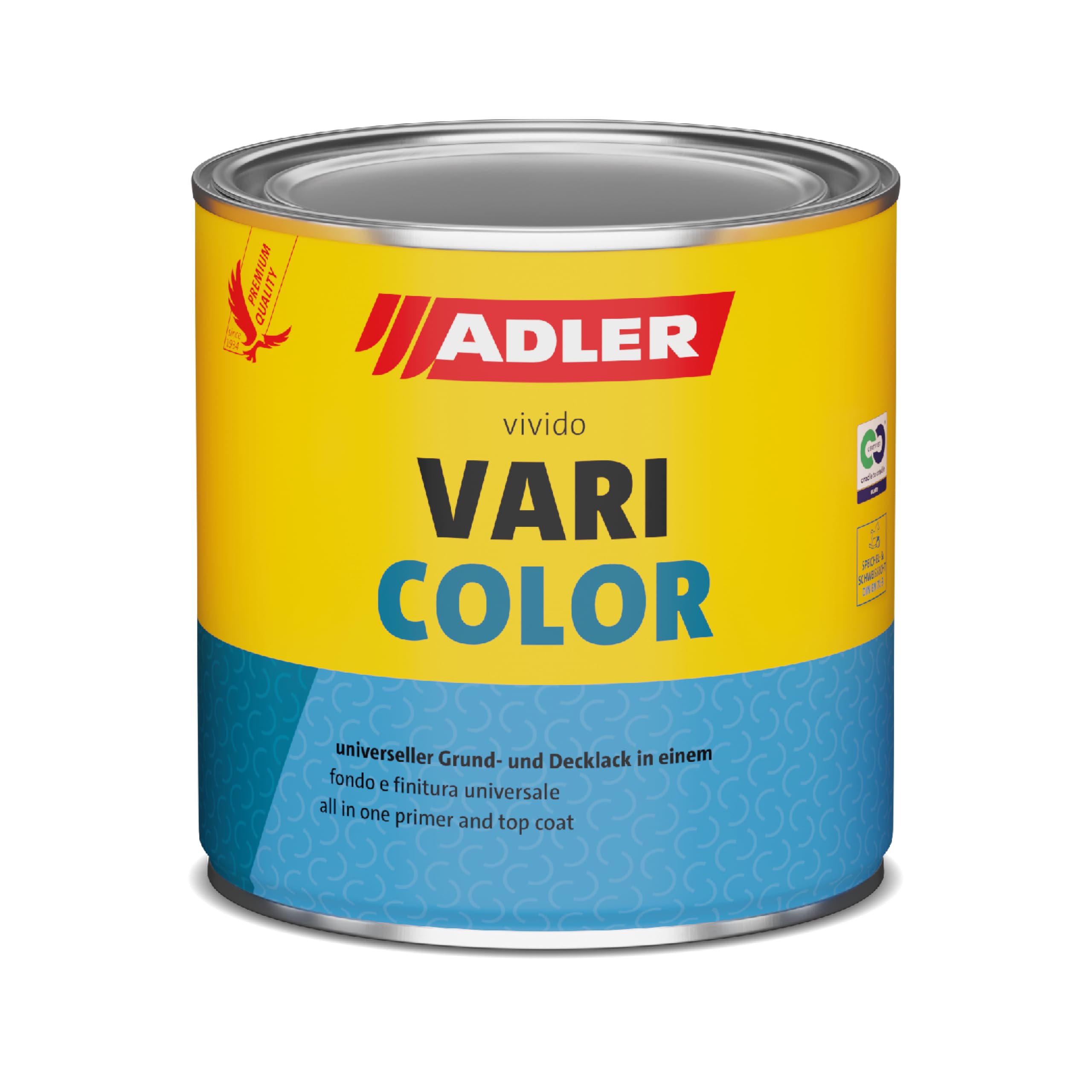 ADLER Varicolor 2in1 Acryl Buntlack für Innen und Außen - 125 ml 1/8 Liter RAL5010 Enzianblau Blau - Wetterfester Lack und Grundierung - matt