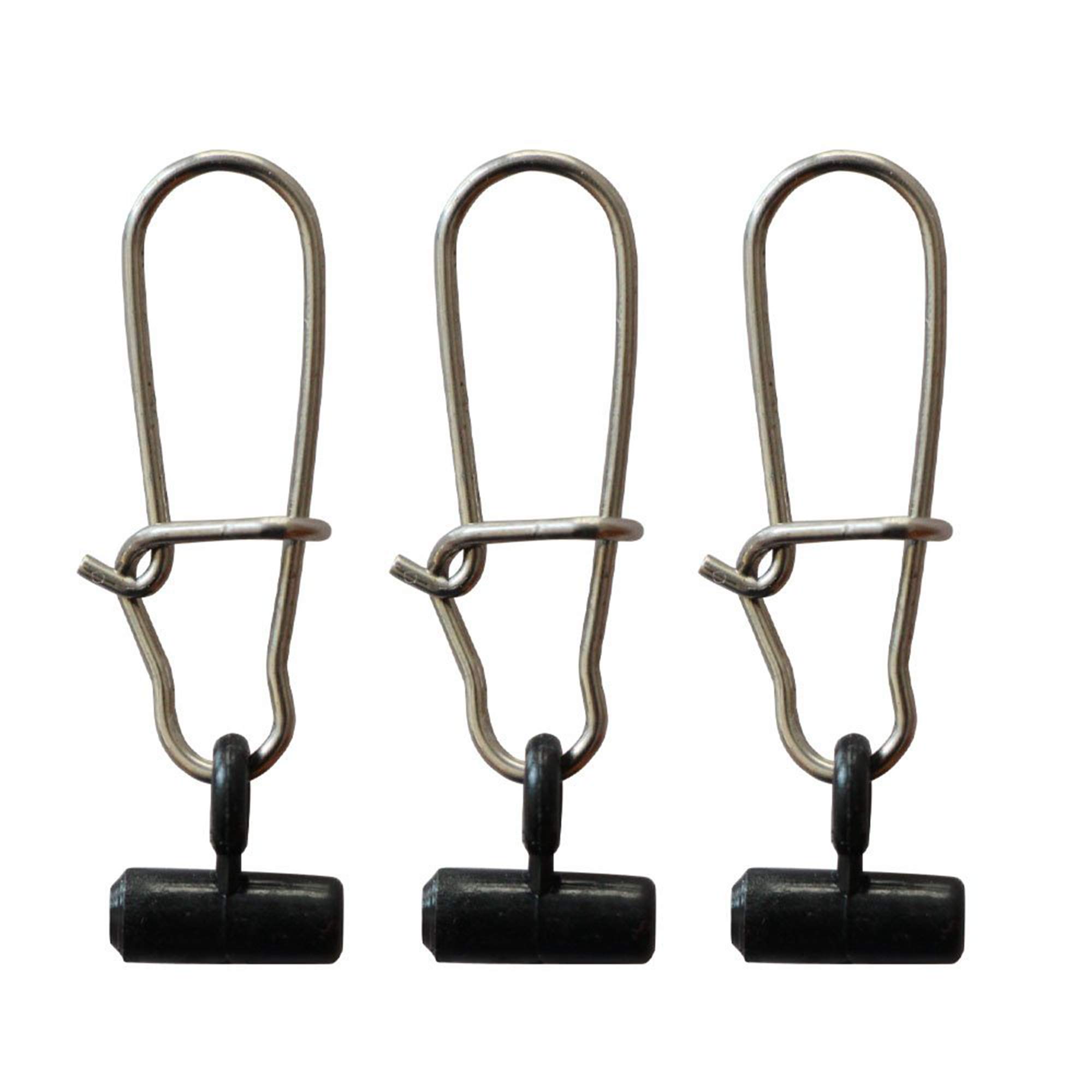 10/25/50/100 Packs Fishing Line Slide with Double Lock Snap Duty Sliders Black Size 6# Length：1.65INCH (25pcs)