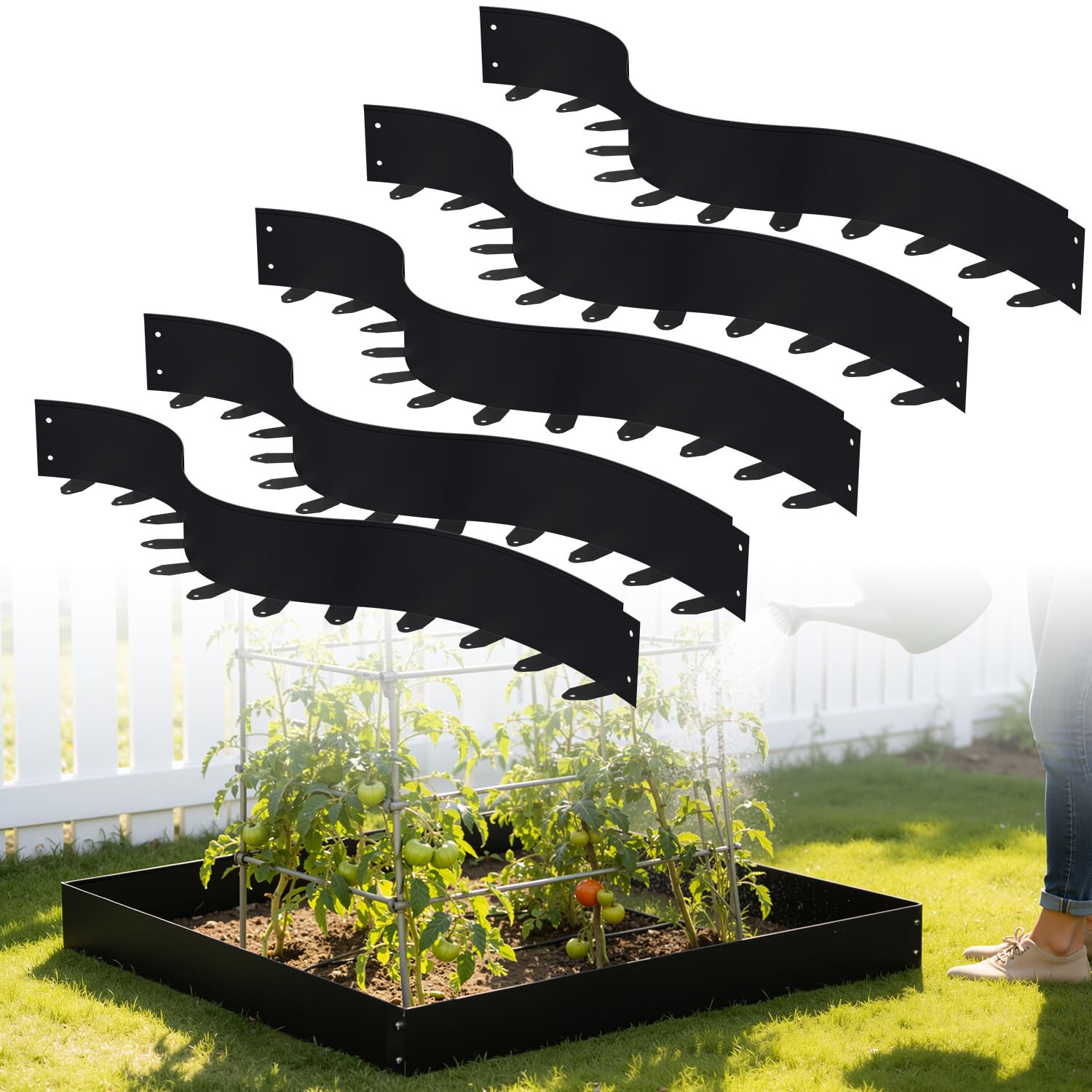 Flexible Rasenkante Metall Schwarz 100cm x 10 cm 20 Stück,Wetterfeste Beetumrandung Einfache Installation mit Erdanker,Mähkante für Blumenbeete,Hofwege,Garten