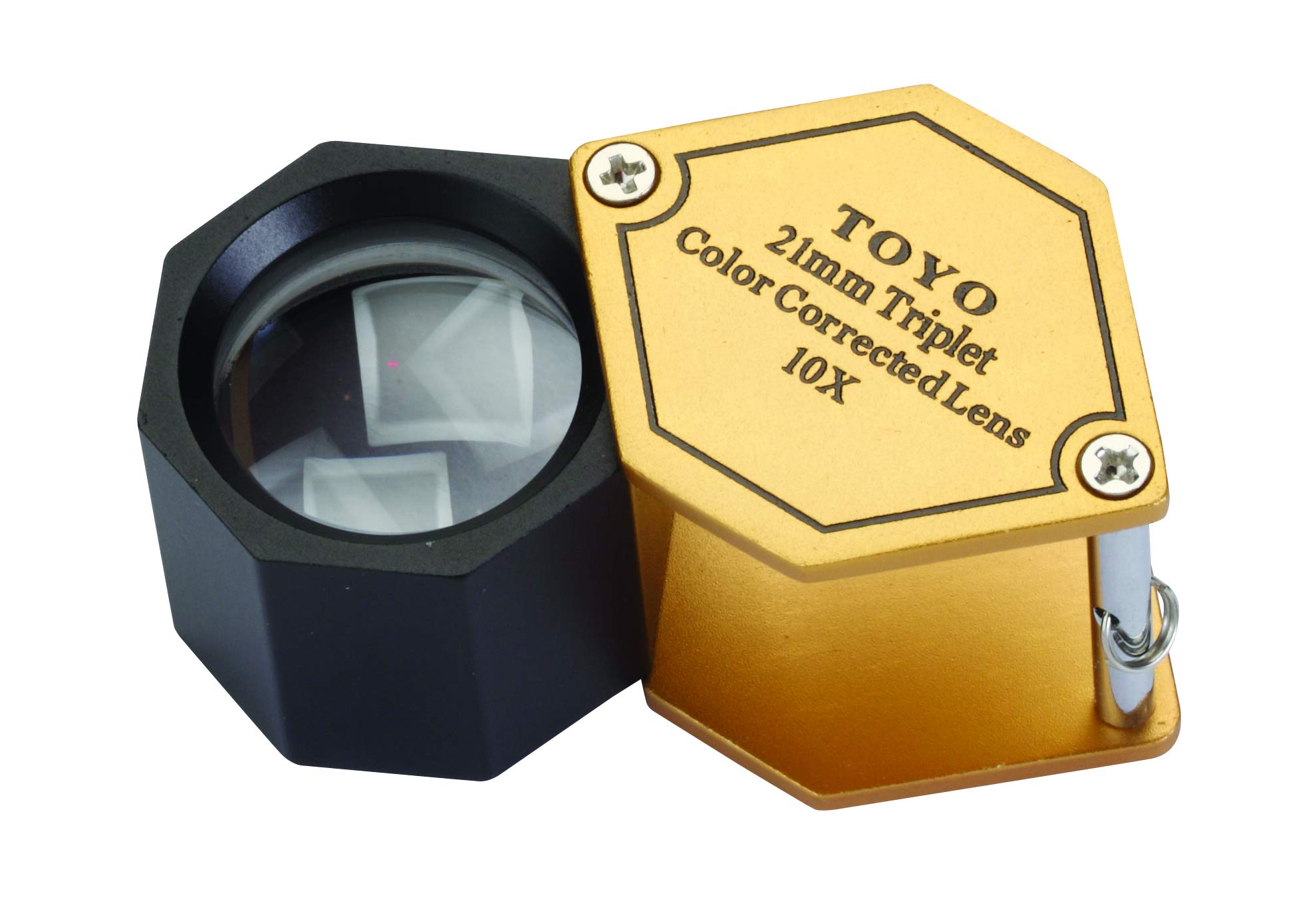 Toyo 10X21-B Loupe grossissante professionnelle hexagonale 10 x avec lentille triplet 21 mm Doré
