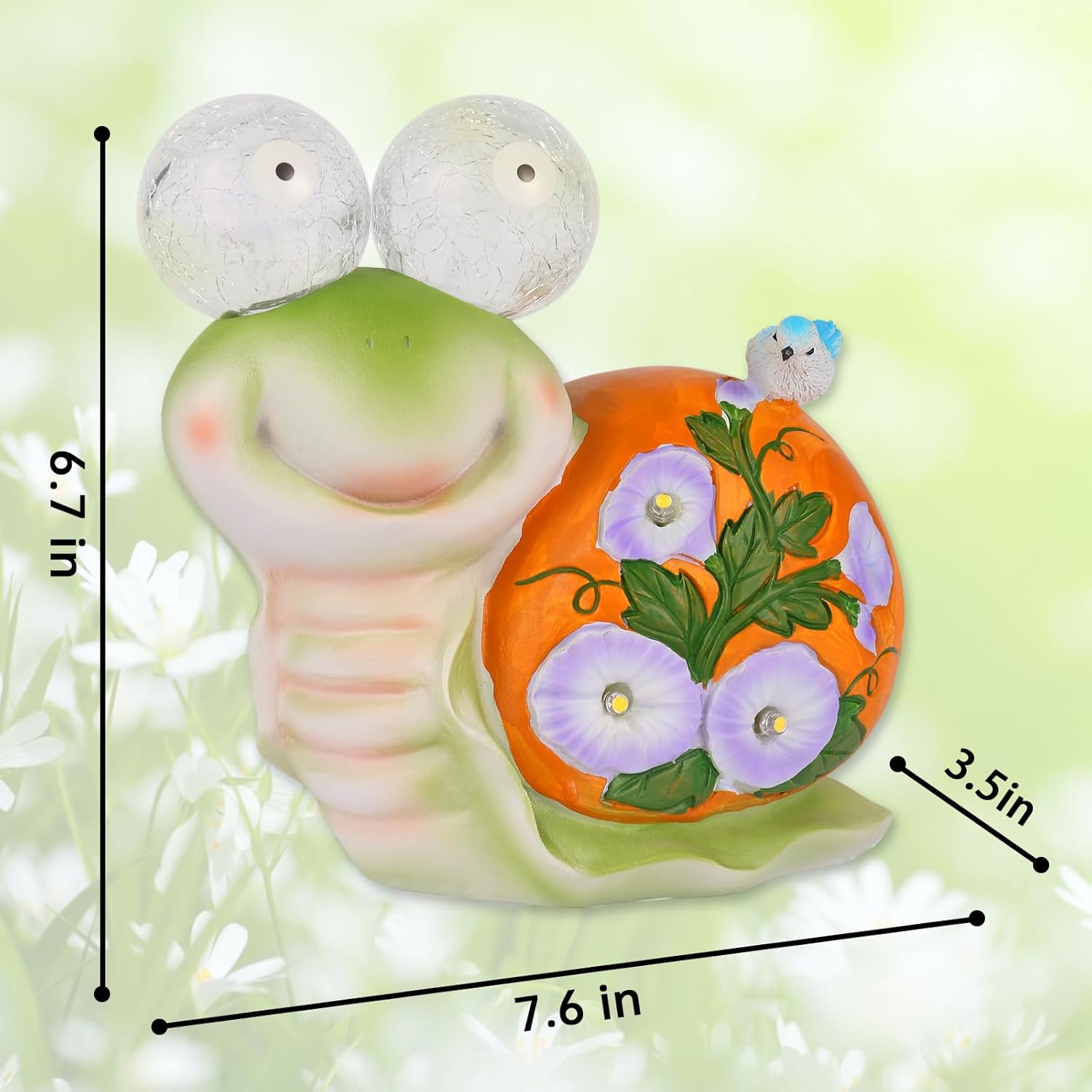 ASTRAEUS Solar Snail Statue Garden Light Figurine Outdoor Decor with 5 LED Lights Lawn Decor Statue Unique Christmas Birthdays Housewarming Gift for Patio, Balcony, Yard - Image 3