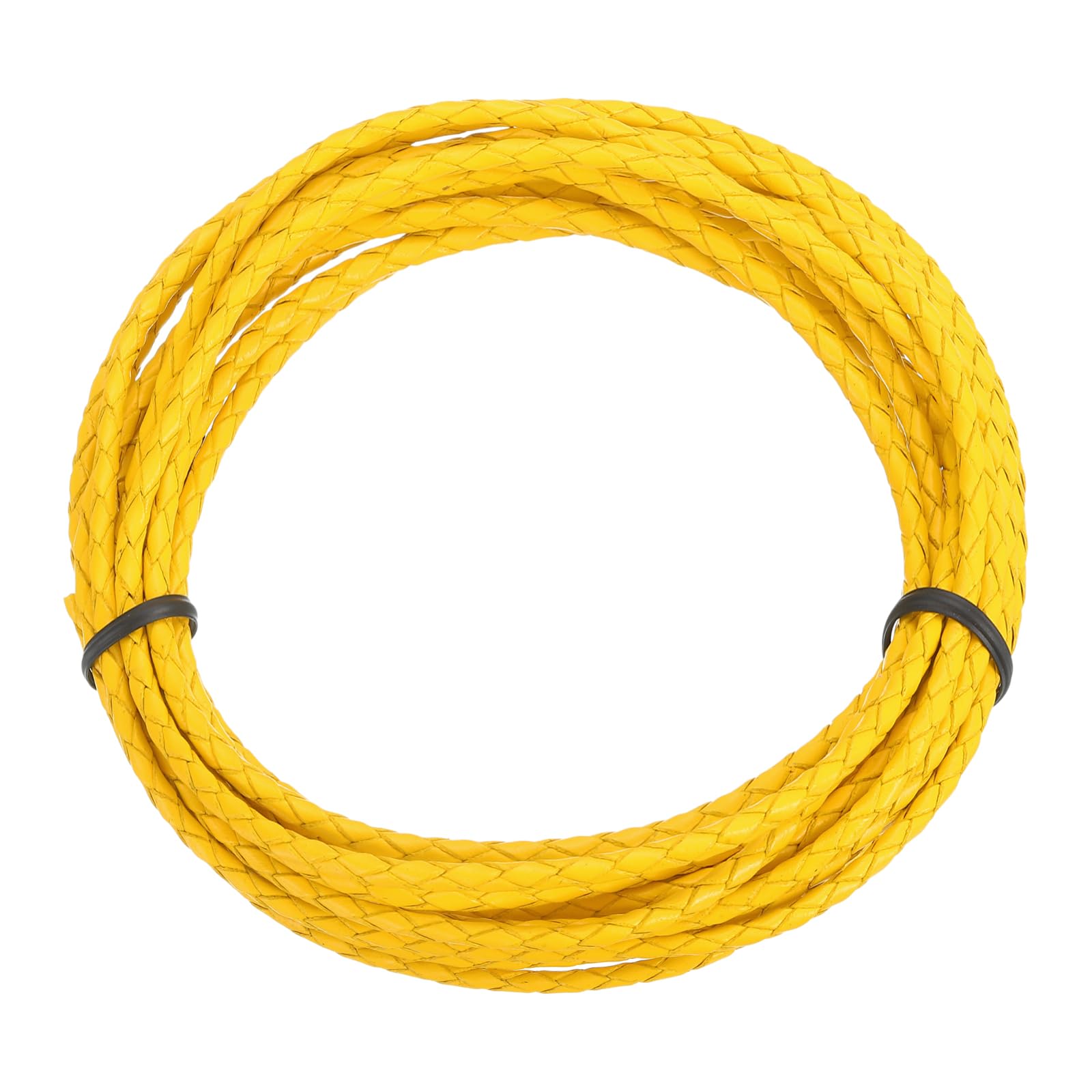 sourcing map 3.3 Yards Bolo Tie Cord 3mm Diameter Round Braided Leather Strip 3 Meters Long for Bracelet Necklace Beading, Yellow