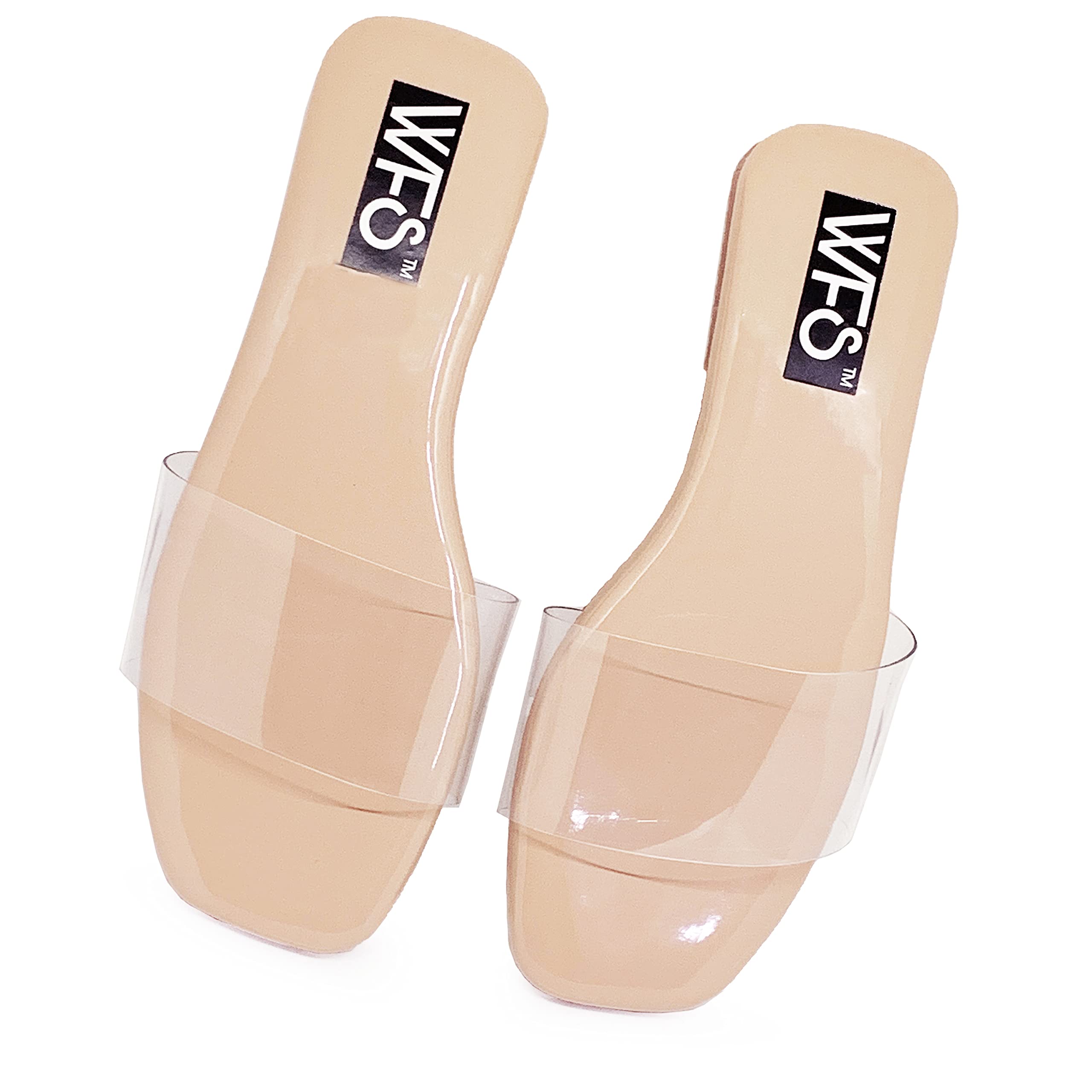 WFS Women Transparent Strap Casual Flat Sandals Beige,39 (B09DGDPW11) Amazon Price History, Amazon Price Tracker