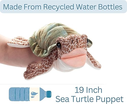 Miniatura 7 de The Petting Zoo Marioneta de peluche de tortuga marina, regalos para niños, animales de marioneta, marionetas interactivas, juguete de peluche de 19