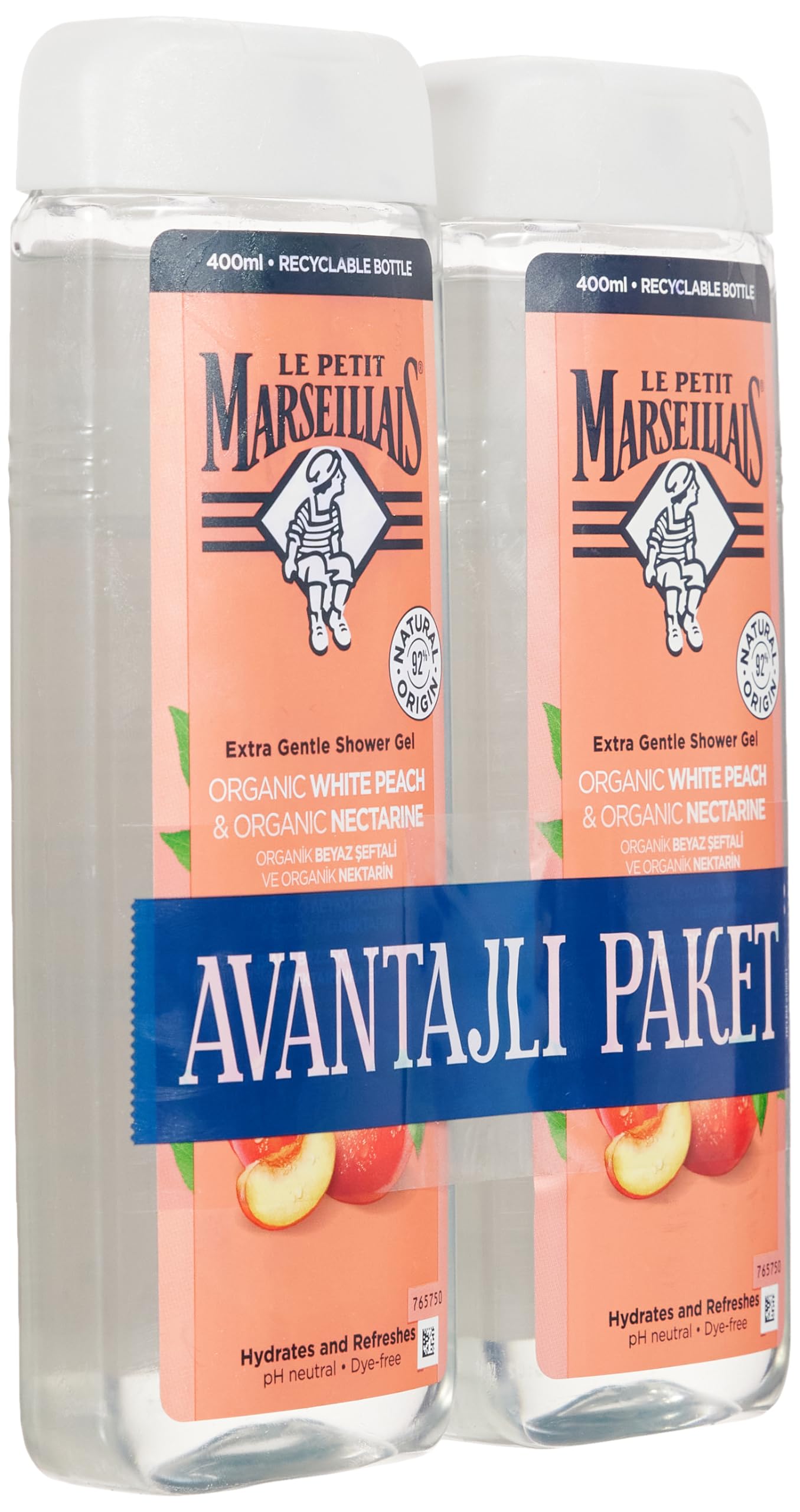 Le Petit Marseillais Duş Jeli Şeftali 2x400 ml