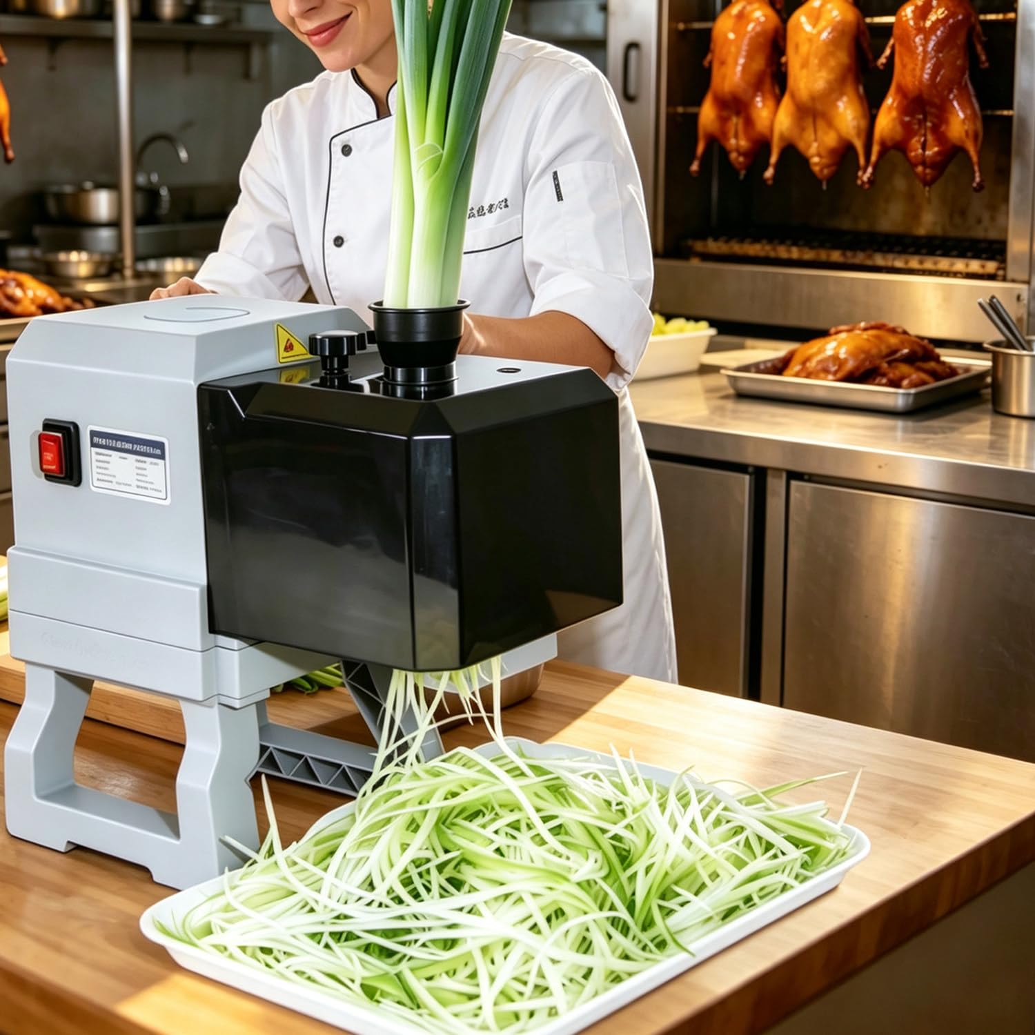 LMgalxion Electric Vegetable Shredder & Scallion Cutter,70% Time-Saving Automatic Onion Slicer,5x Faster Manual Chopping,Low-Noise 200w Motor,With Detachable Bracket & Easy-Rinse Parts 2.3mm