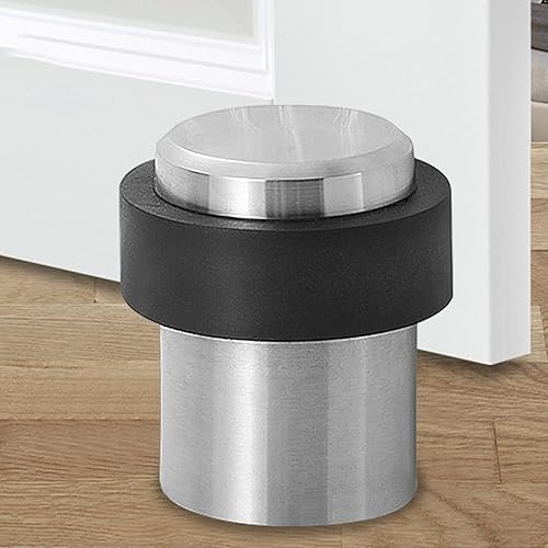 Miniatura 5 de 4 topes cilíndricos de puerta de piso de 1.81 x 1.25 pulgadas con parachoques de goma resistente y duradero, tope de puerta de montaje en el suelo