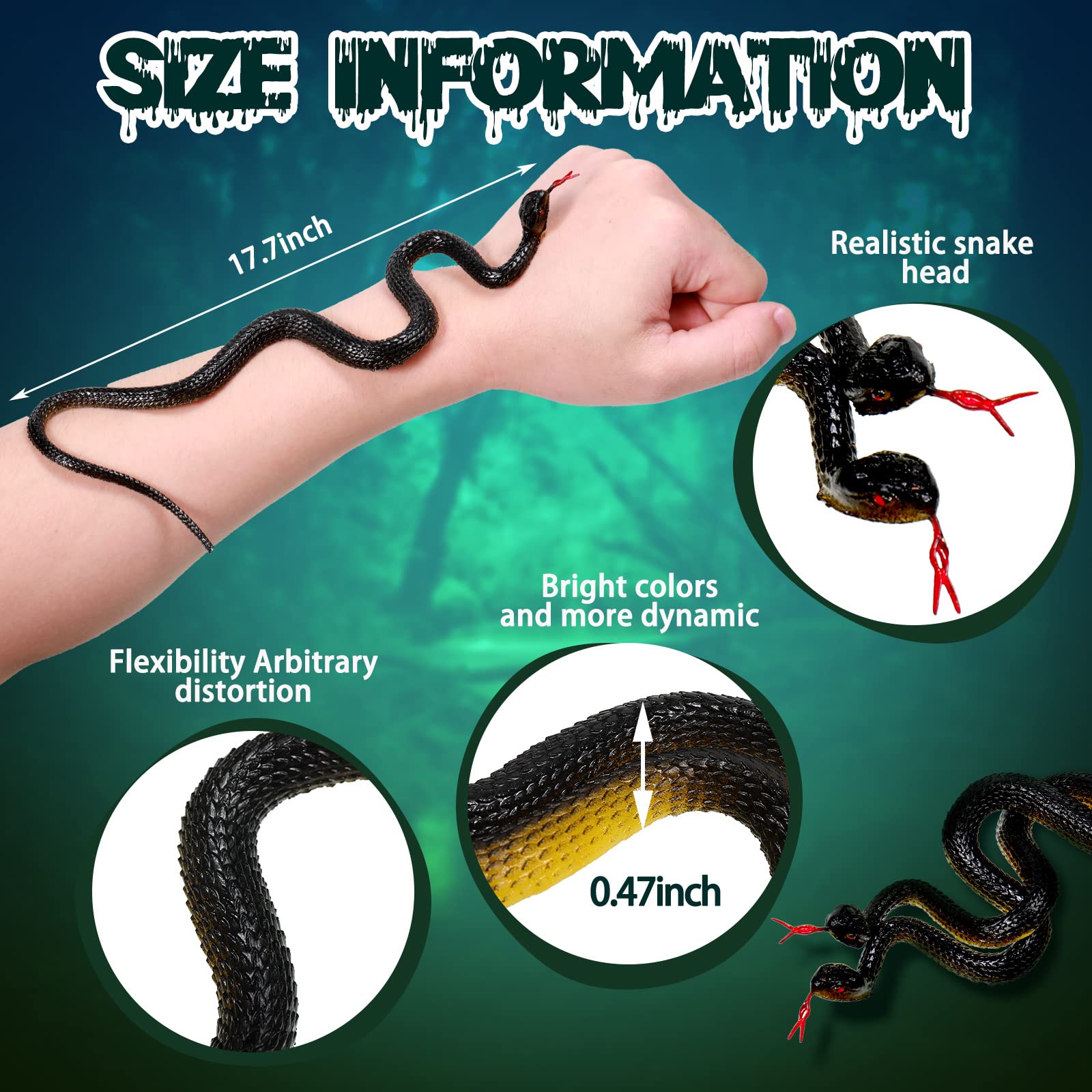 Halloween Fake Snakes Jetec Rubber Snakes - 30 Pieces 17.7 Inch ...