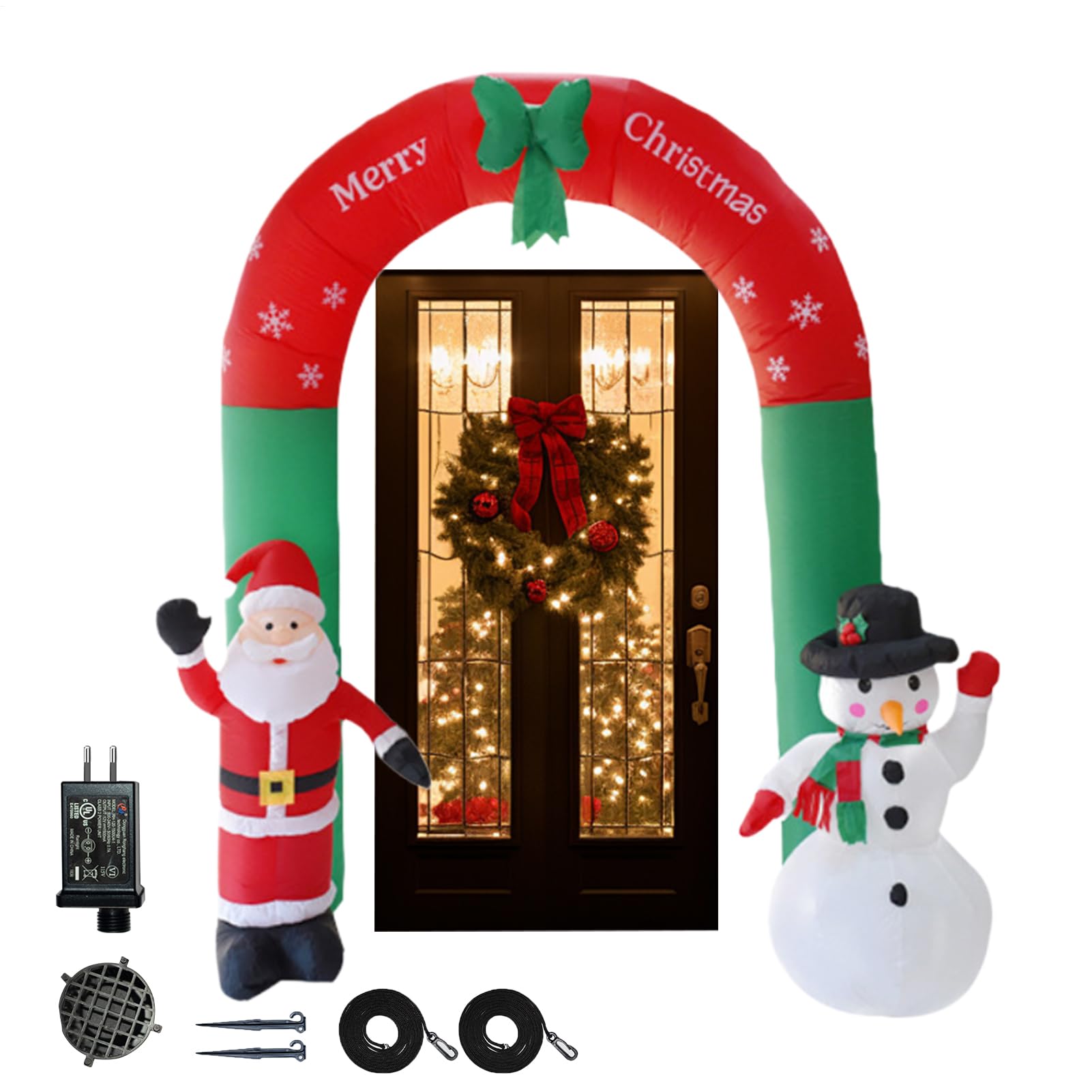 para Decoración Navideña Muñeco De Nieve LED Hinchable De 2.4 Metros para