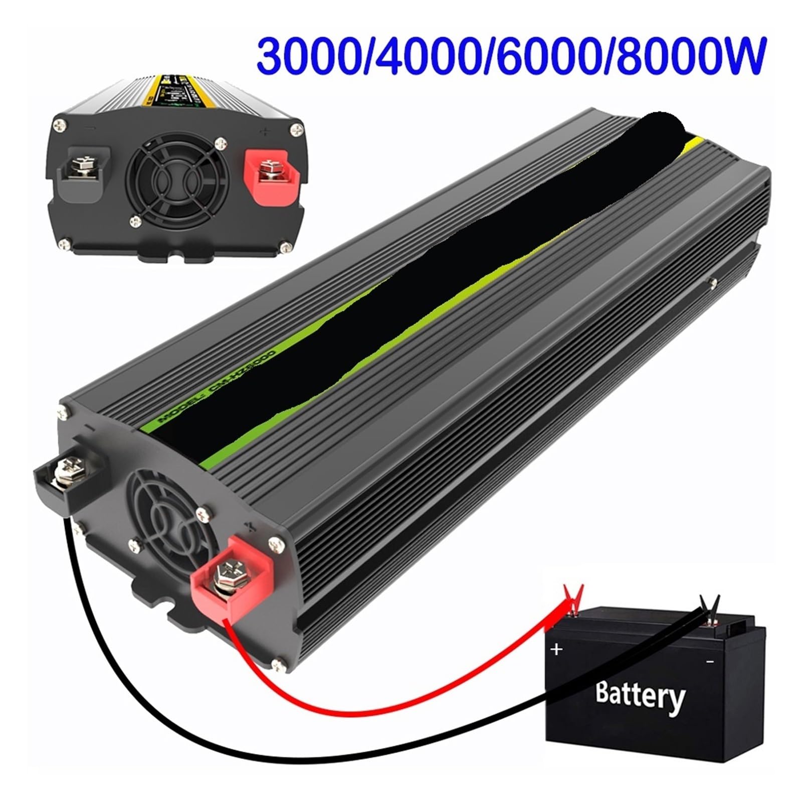 Falownik, 3000/4000/6000/8000 W Inteligentny falownik mocy Podwójny USB Pojazd Inteligentny falownik Czysta fala sinusoidalna DC do AC do samochodu Auto RV(8000W)