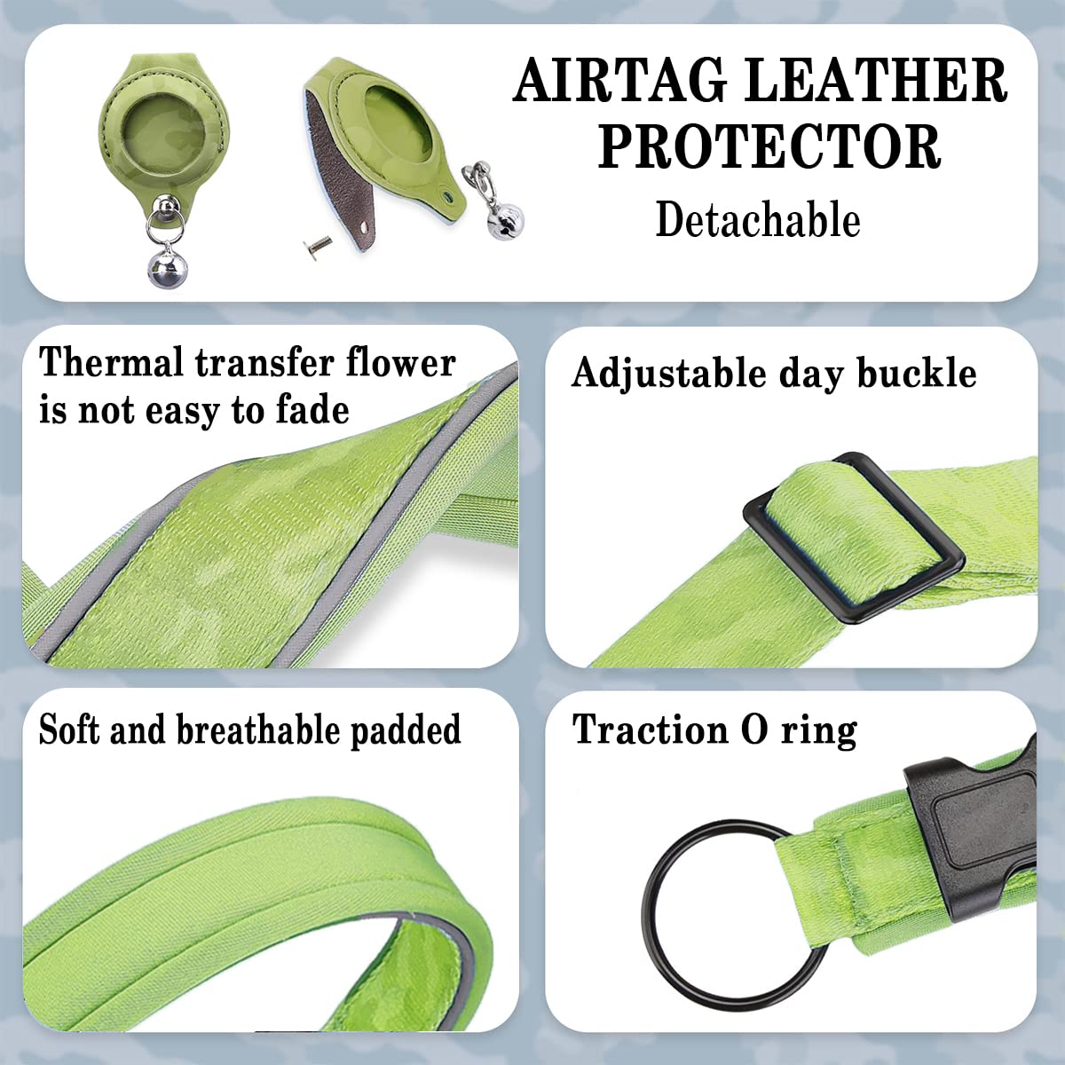 Reflektierendes Hundehalsband Mit AirTag-Halter – Verstellbar, Neopren Gepolstert, QR-Code-Schnalle