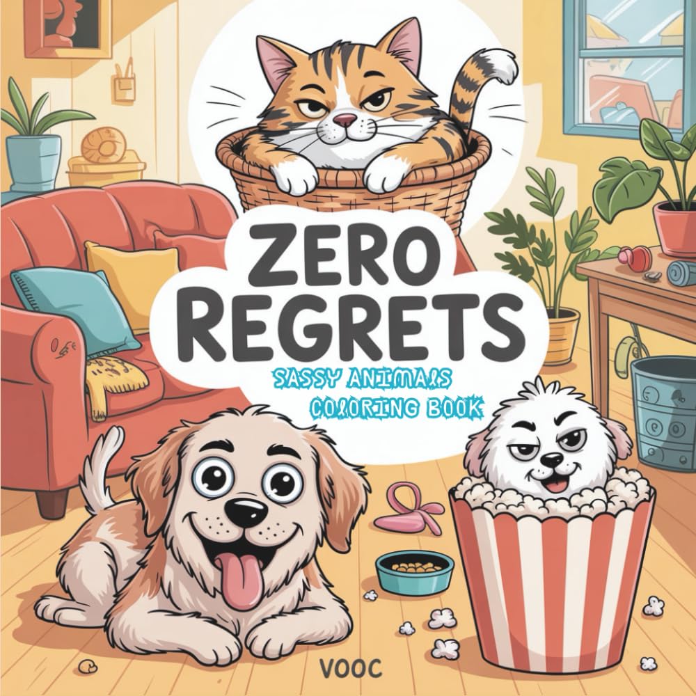 Zero Regrets: Sassy Animal Coloring Book - Funny Pet Coloring Pages for Adults with Hilarious Quotes - Relatable Dog and Cat Humor for Stress Relief ... Naughty - Funny and Cute Coloring)
