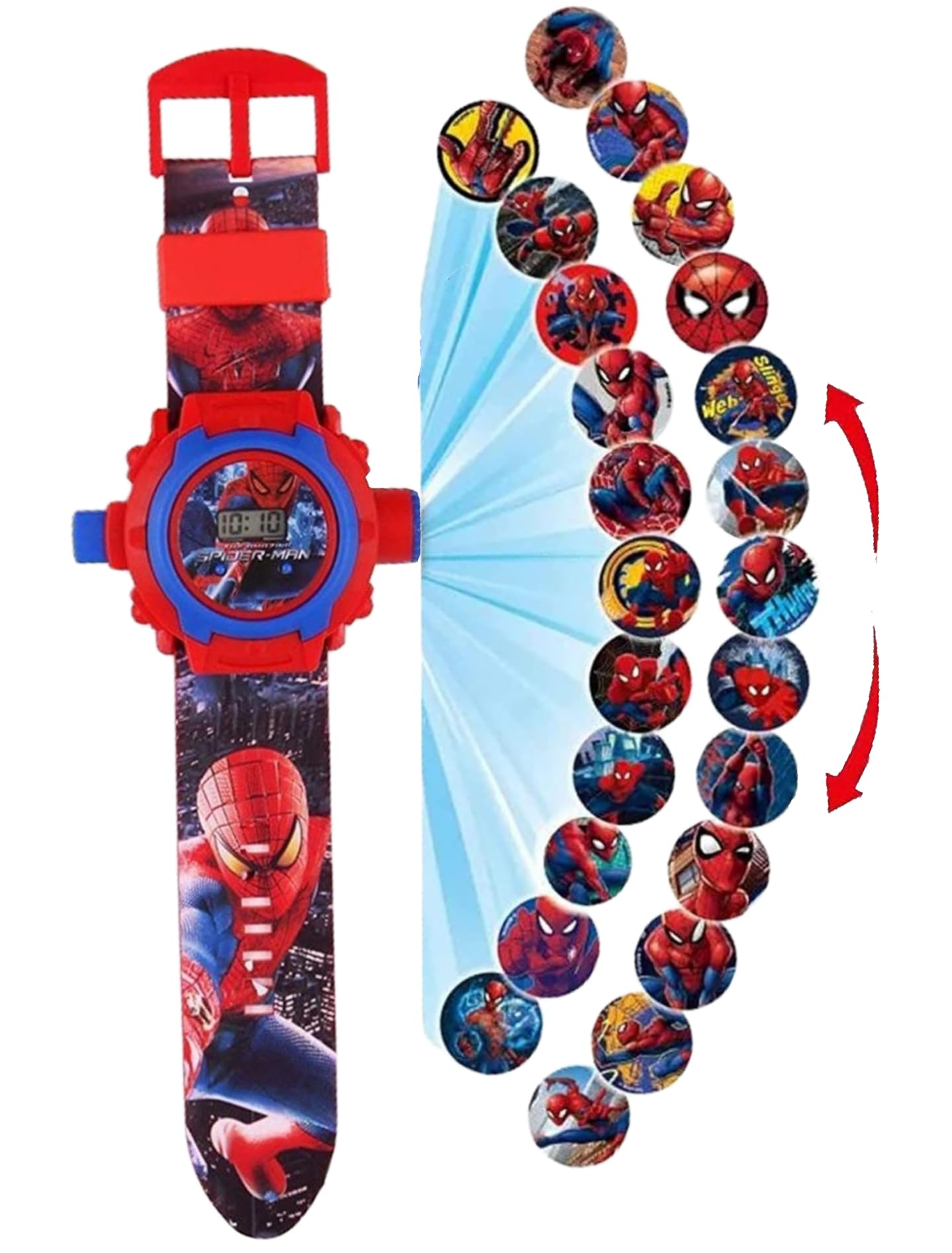 TONSY Kids Spiderman Red Digital 24 Images Projector Watch 3D Sports Cartoon Toy Watch for Kids Boys Girls Sweat Proof Rubber Strap Watch Birthday Return Gift Digital Toy Watch for Boys & Girls (B0DCSS3GP5) Amazon Price History, Amazon Price Tracker