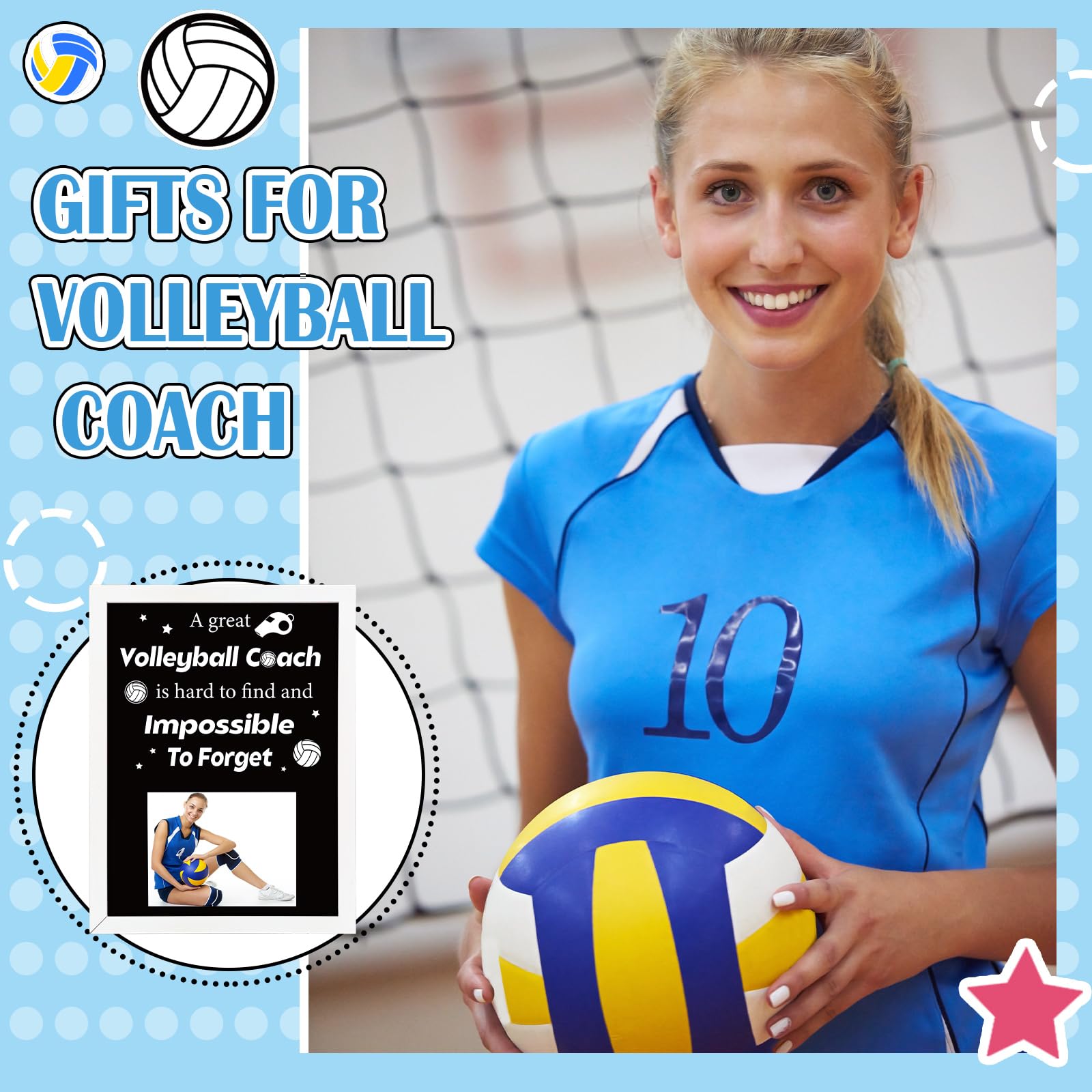 Vercraft Volleyball Coach Gift Volleyball Coach Photo Frame for Women Men Birthday Graduation Retirement Thank You Gift 4 x 6