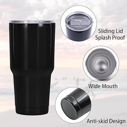 Miniatura 3 de Muka Vaso de acero inoxidable de 30 onzas con tapa resistente, taza de viaje aislada de doble pared, color azul rey