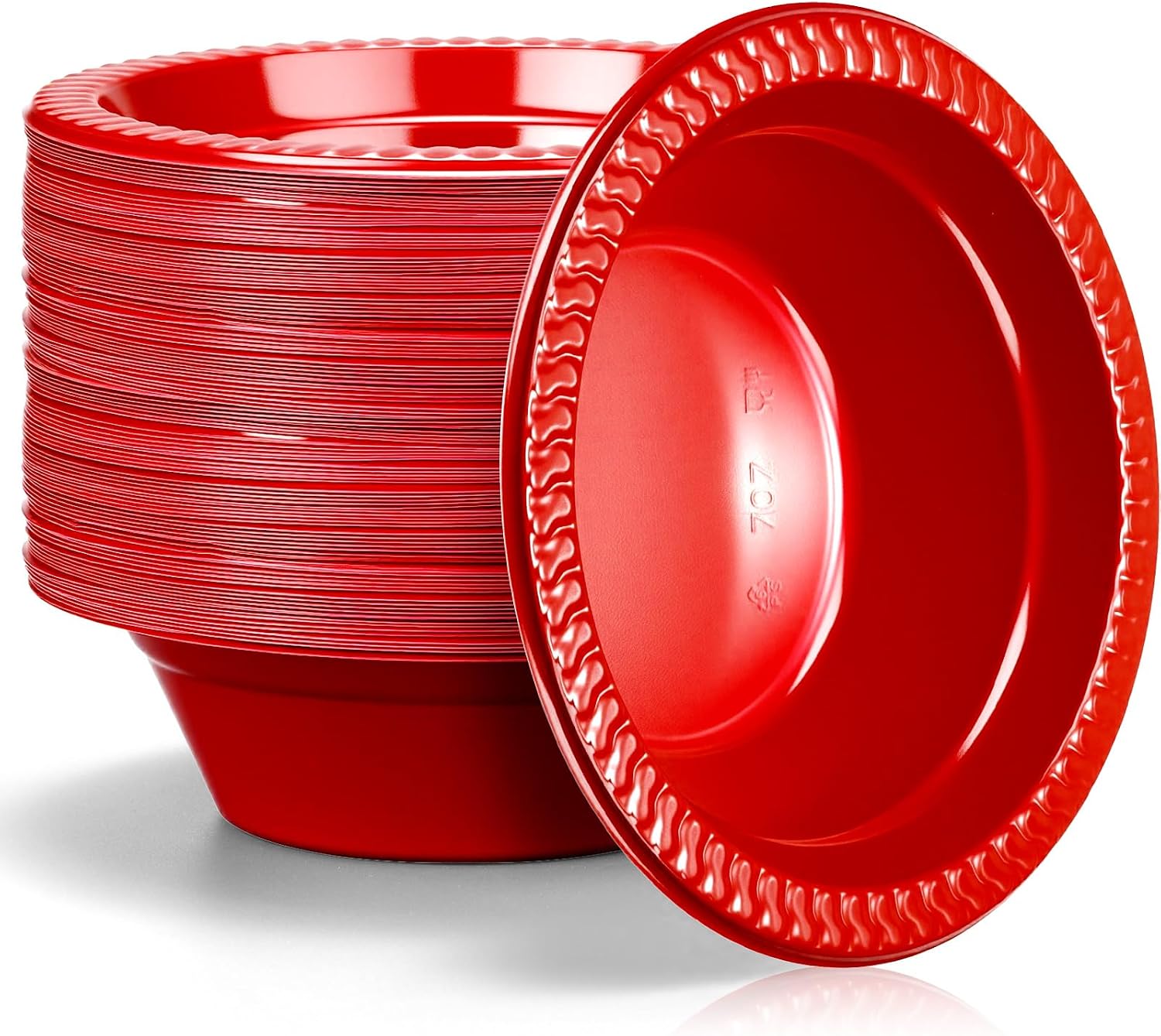 120 Pack 12 oz Red Disposable Plastic Bowls Dessert, Ice Cream, Salad, Soup Serving Cups for Party, Picnic, Food Snacks (Red)