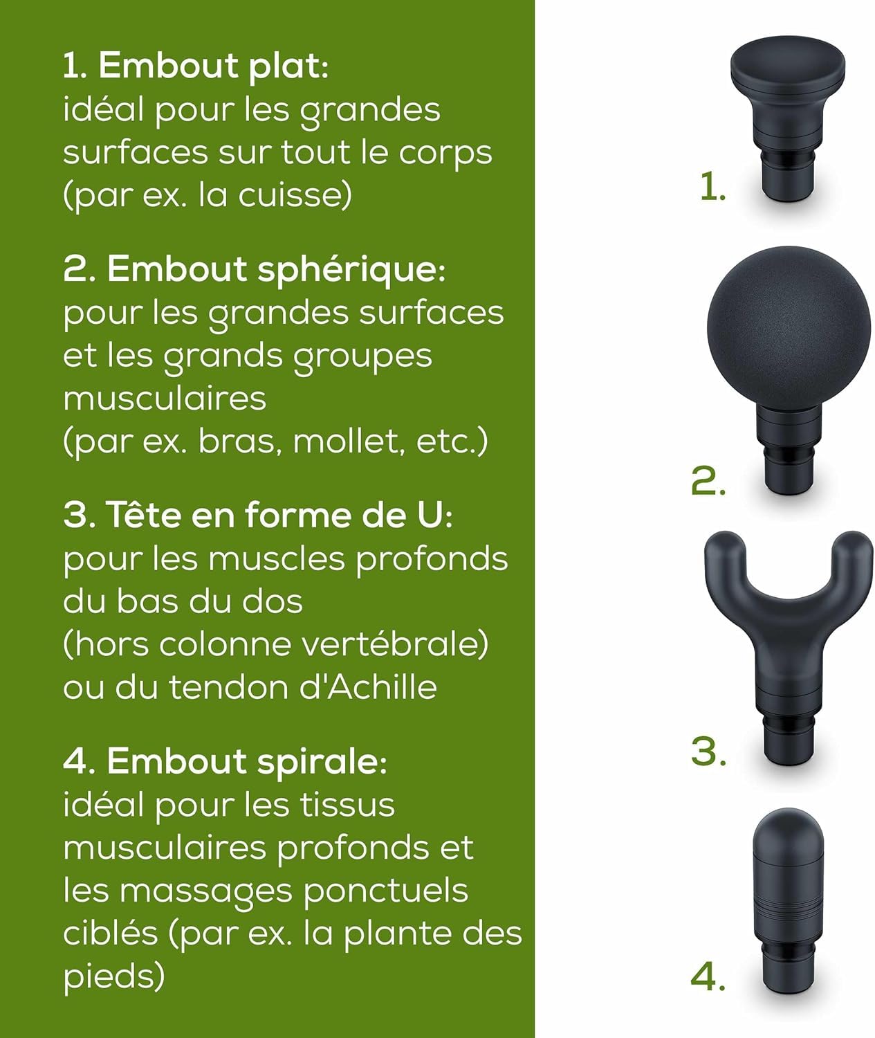 Beurer MG 99 pistolet de massage maniable avec 4 accessoires, massage puissant des points de déclenchement, relâchement des tensions, appareil de massage musculaire compact avec 5 niveaux d'intensité