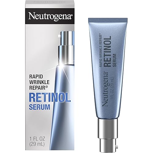 Neutrogena Rapid Wrinkle Repair Retinol Anti-Wrinkle Face Serum with Hyaluronic Acid, Daily Anti-Aging Facial Serum for Fine Lines & Wrinkles, Mineral Oil- & Dye-Free, 1 fl. oz