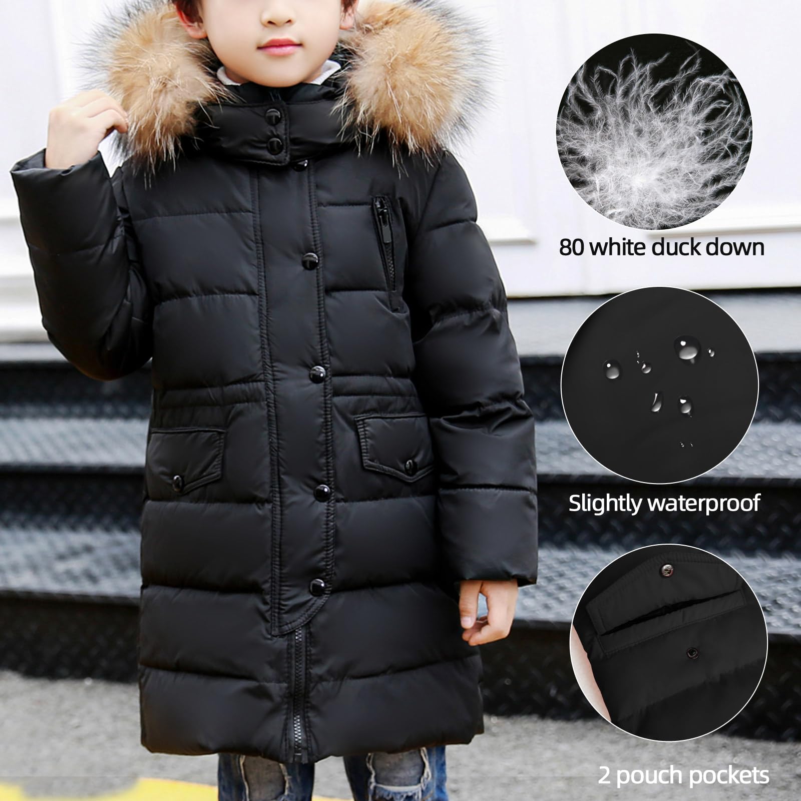 MEILONGER Garçons Filles hiver vestes doudounes enfants Ski vestes à capuche doudoune épais dchneesuit manteau coupe - vent et imperméable