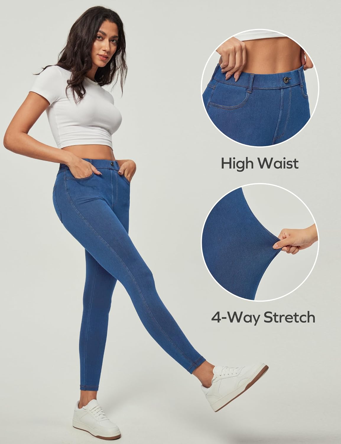 Ewedoos Women Jeans High Waisted Stretchy Skinny Jeans for Women Tummy Control Jeggings Pull on Jeans Leggings with Pockets - Image 5
