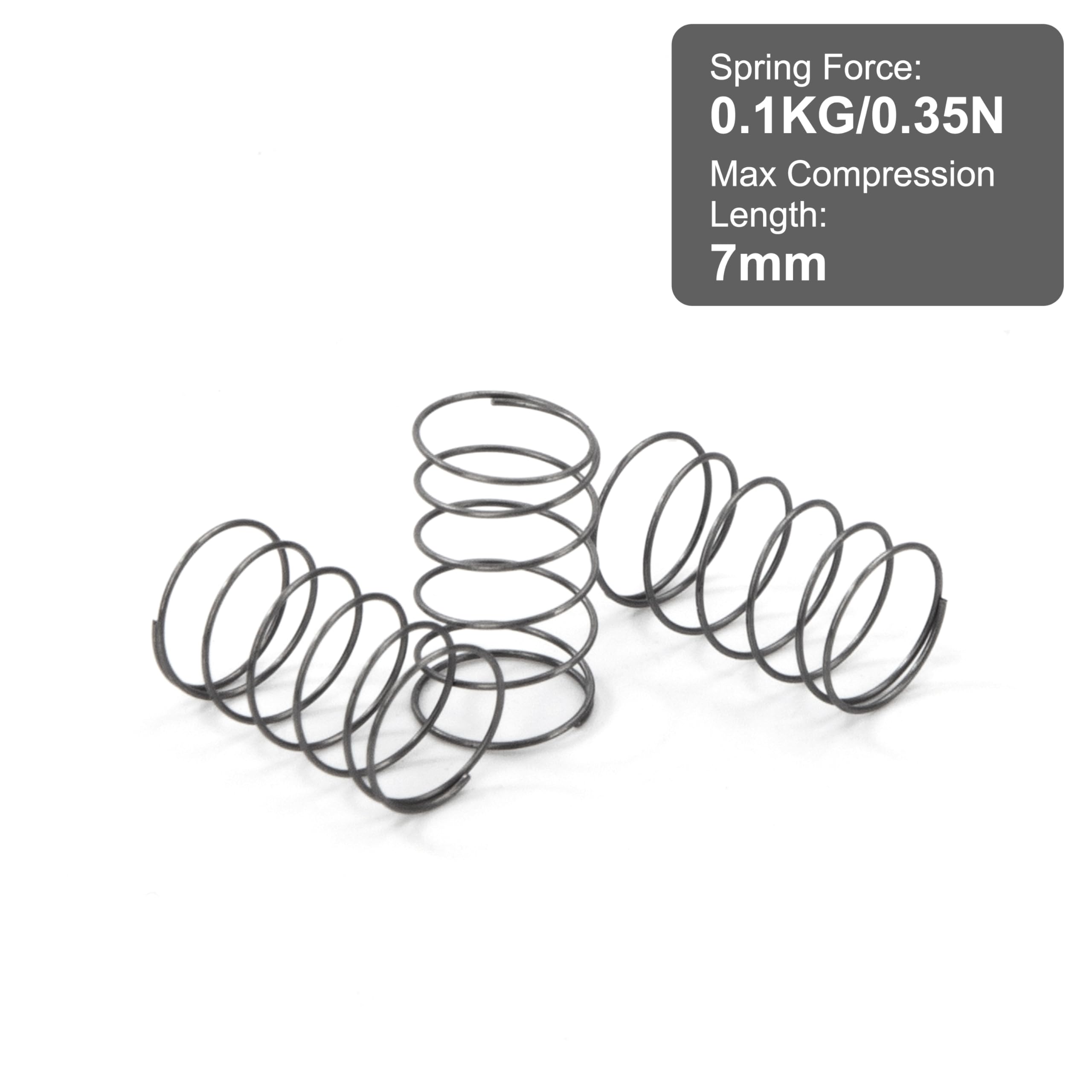 Produktbild von 20x Druckfeder Edelstahl 304 – 0,65x5x30mm, Max. 1,2kg Federkraft, Poliert