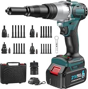 WonVon Cordless Rivet nut Gun, 21V Electric Automatic Rivet Rivnut Two ...