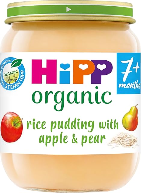 HiPP Organic Rice Pudding with Apple & Pear Baby Food Jar 7+ Months (6 x 160g)