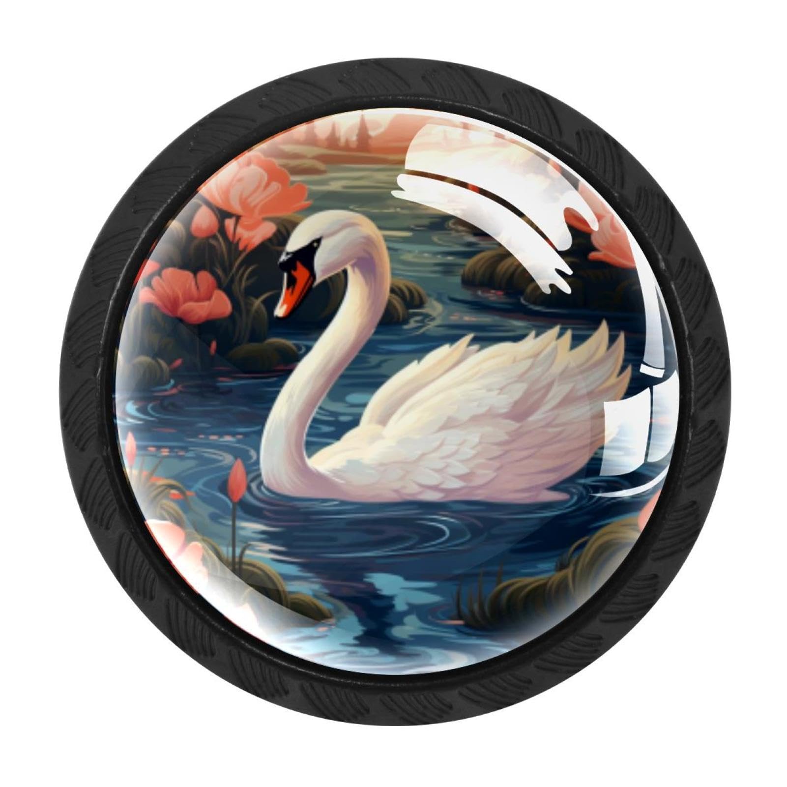 CHENZZZZ 4 Pieces Dresser Knobs Swan Drawer knobs Cabinet Knobs Pull Handles for Home Kitchen Office