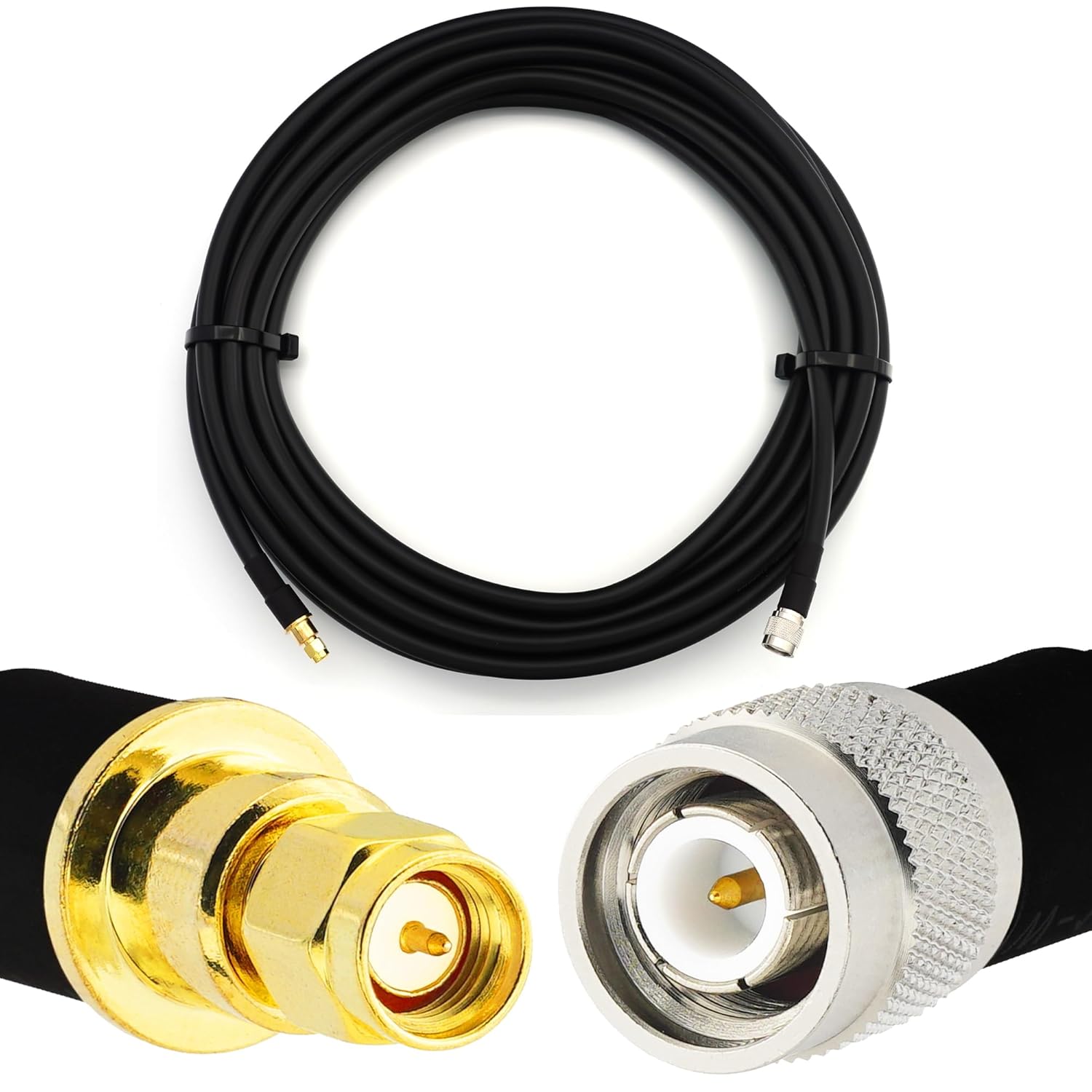 30m TNC Male to SMA Male Coaxial Cable — HF-400 Flexible Extension Coax 50 Ohm (LMR-400-UF Equivalent) — 1m 2m 3m 5m 7m 10m 12m 15m 20m 25m 30m