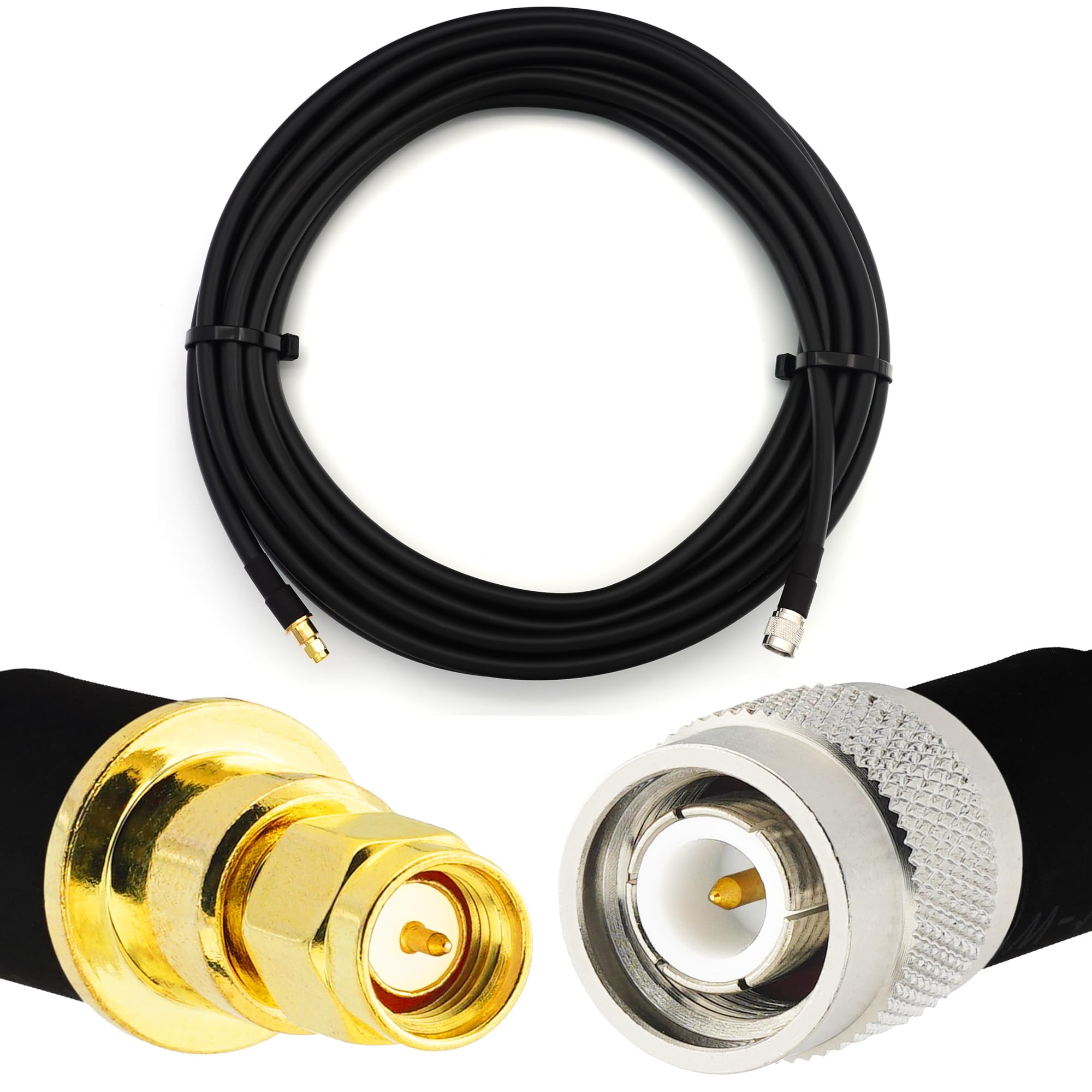 RANGEFUL 15m TNC Male to SMA Male Coaxial Cable — HF-400 Flexible Extension Coax 50 Ohm (LMR-400-UF Equivalent) — 1m 2m 3m 5m 7m 10m 12m 15m 20m 25m 30m