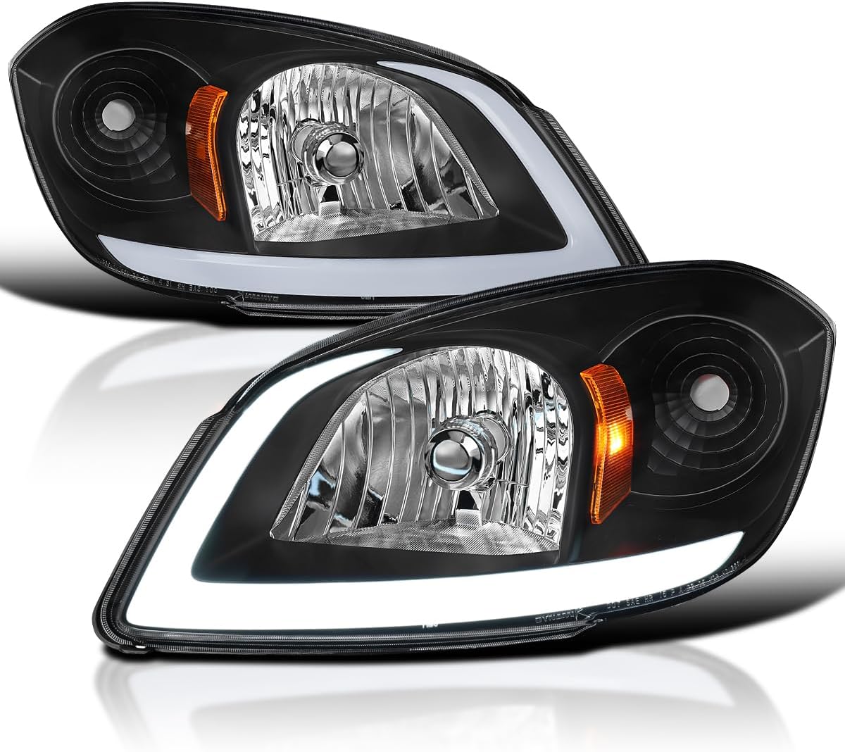 SPEC-D TUNING LED Black Headlights w/DRL Compatible with 2005-2010 Chevy Cobalt, 2005-2006 Pontiac Pursuit, 2007-2009 Pontiac G5, Left + Right Pair Headlamps Assembly
