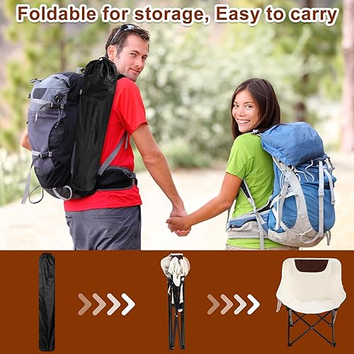 Miniatura 7 de Paquete de 6 sillas de camping portátiles, sillas de campamento plegables ligeras, sillas compactas para mochileros con bolsa de almacenamiento,