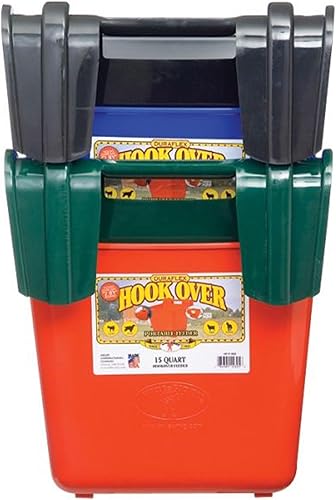 Vista 10 de Little Giant® Comedero de plástico con gancho Cubo de alimentación para ganado y mascotas Cubo de alimentación para caballos Fabricado en Azul