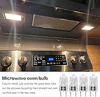 Vista 6 de Paquete de 4 bombillas de microondas aptas para horno GE Samsung Kenmore Maytag Elite sobre la estufa, bombilla halógena con base G8 bi-pin 20W 120V