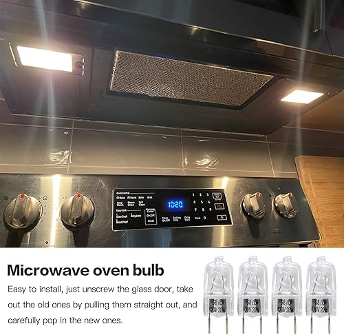 Miniatura 6 de Paquete de 4 bombillas para horno microondas GE, lámpara halógena para GE Samsung Kenmore Elite Maytag sobre la estufa microondas
