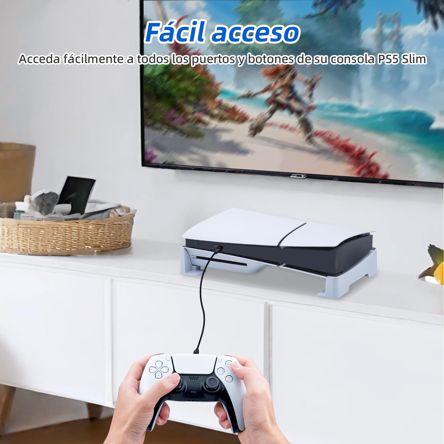 Mcbazel Soporte Horizontal Compatible con PS5 Slim/PS5 Pro DE/UHD Consola, Soporte de Base para PlayStation 5 Disco y Consola de Edición Digital