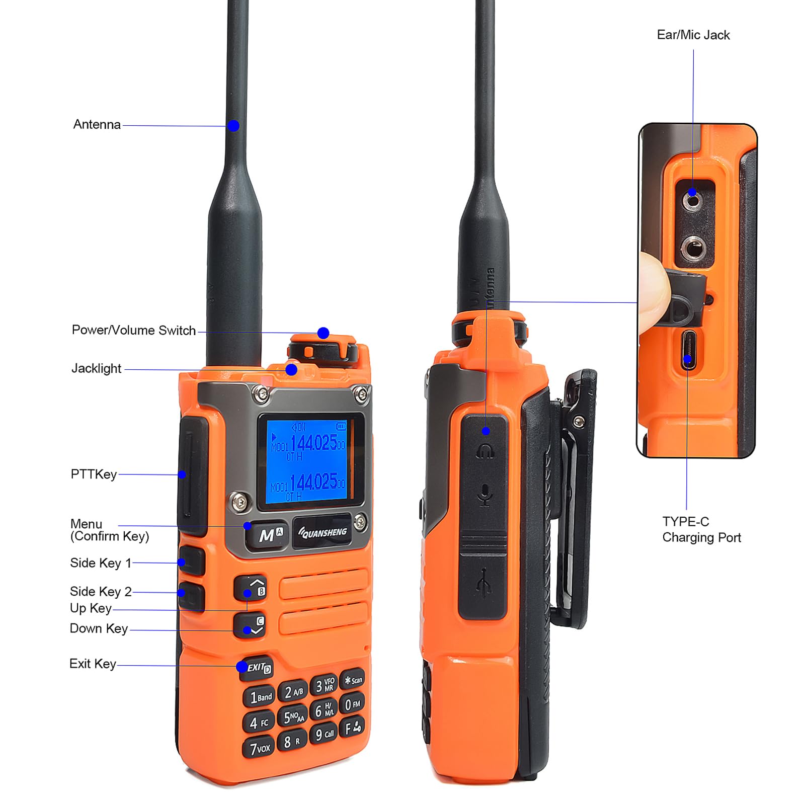 HYS Quansheng UV-K5(8) 5W Radio Longue portée Rechargeable