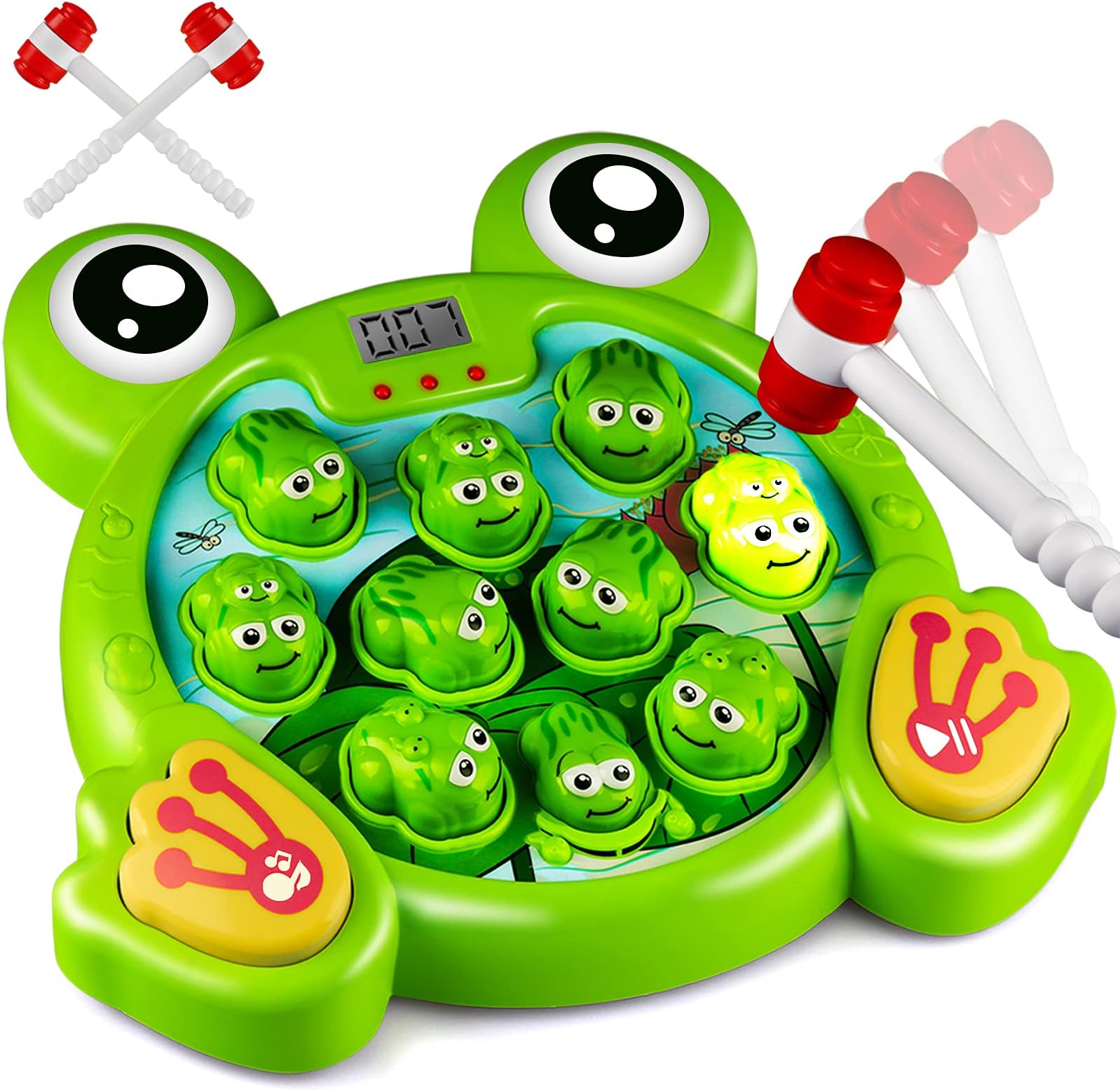 KKONES Music Super Frog Game Toddler Toys - 2 Hammers Baby Interactive Fun Toys Toddler Activities Games with Music and Light Gift for Kids Ages 2 3 4 5 6 7 8 Year Old Boys Girls