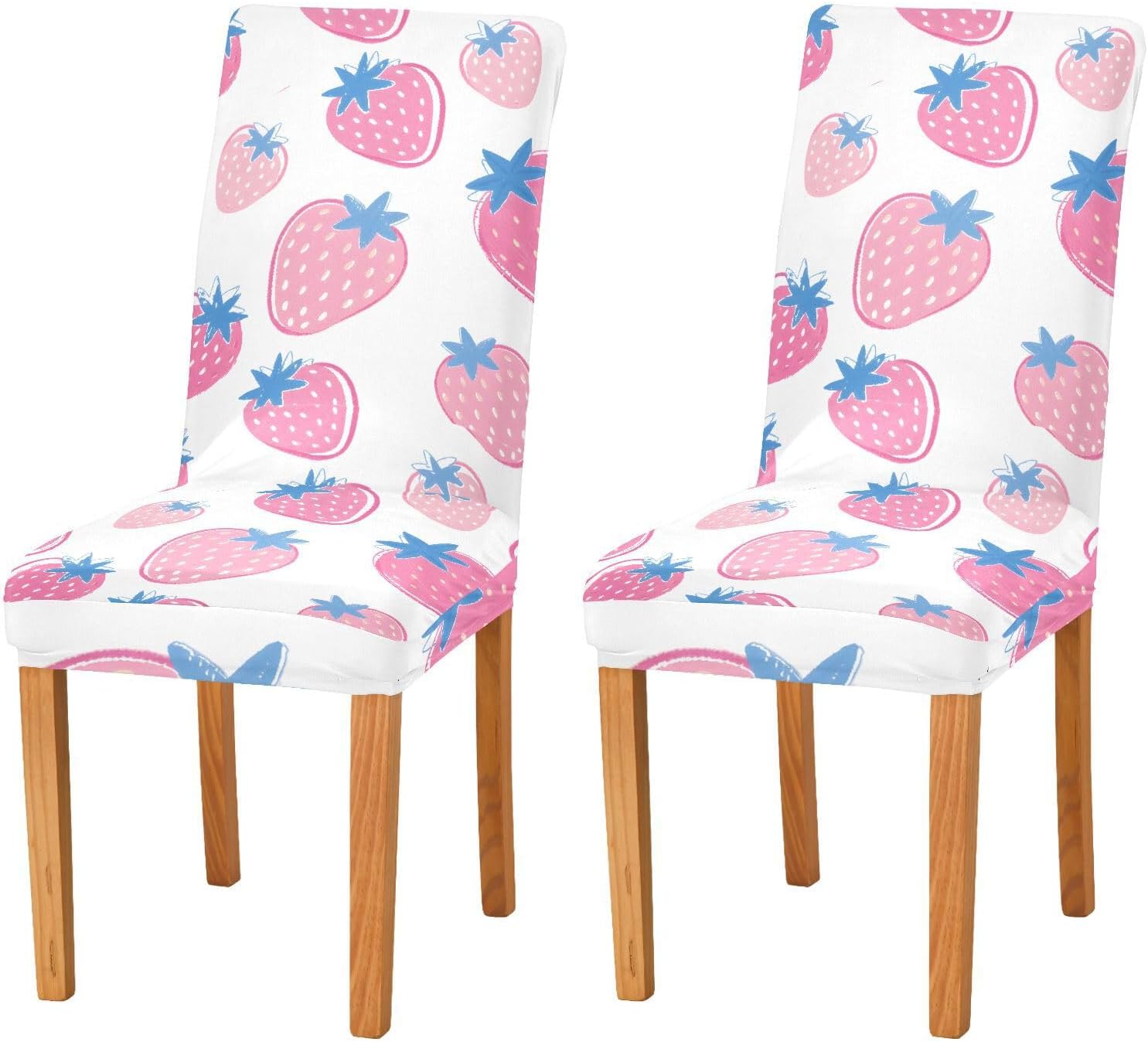 ALAZA Chair Covers for Dining Room, Strawberry White Background Pattern Stretch Chair Cover Sets Chair Protector Removable Washable for Ktichen Restaurant Hotel