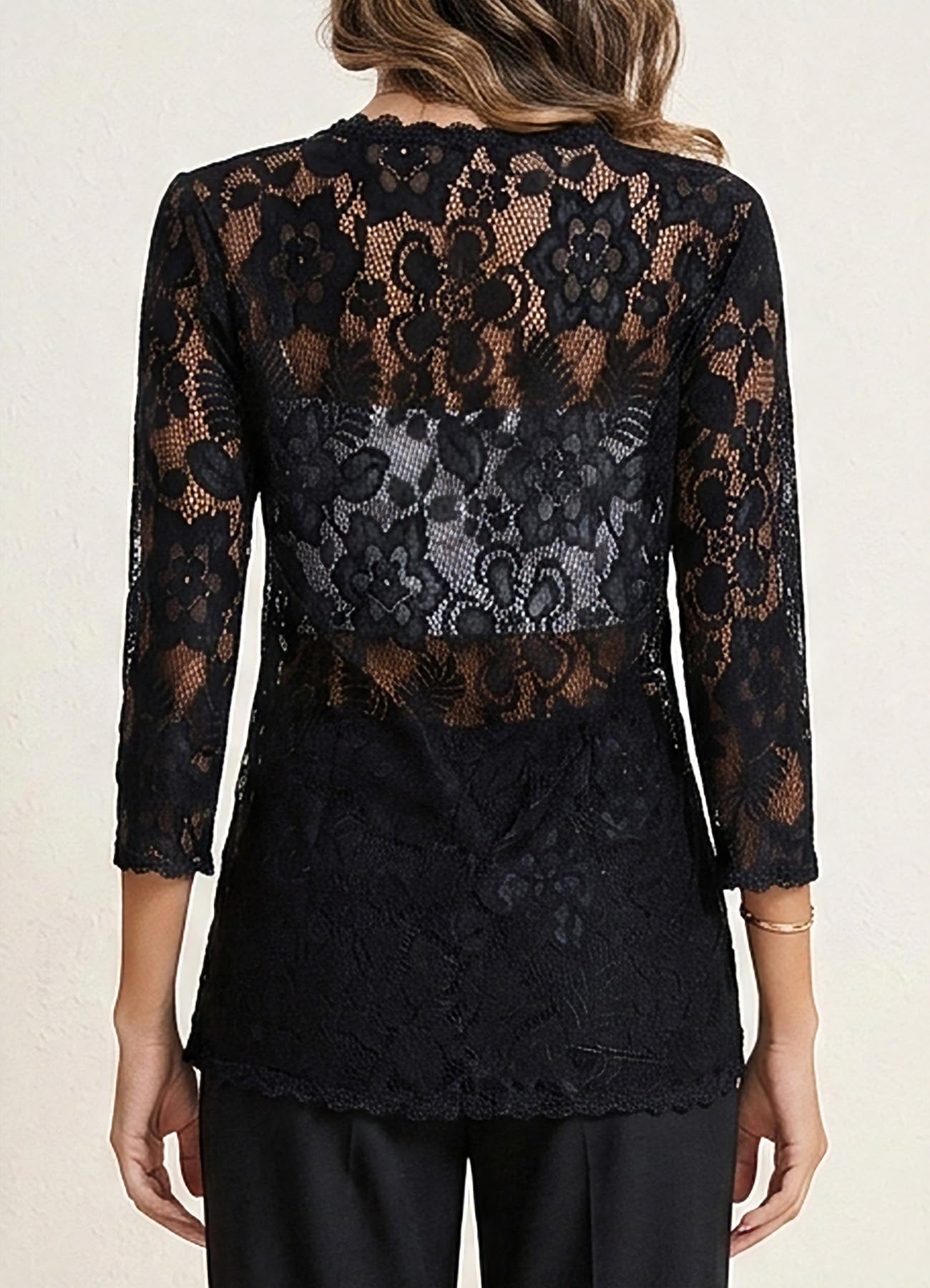 HAWILAND Bolero - Cardigan da donna, elegante, per abiti da sera, cardigan, pizzo, maniche a 3/4
